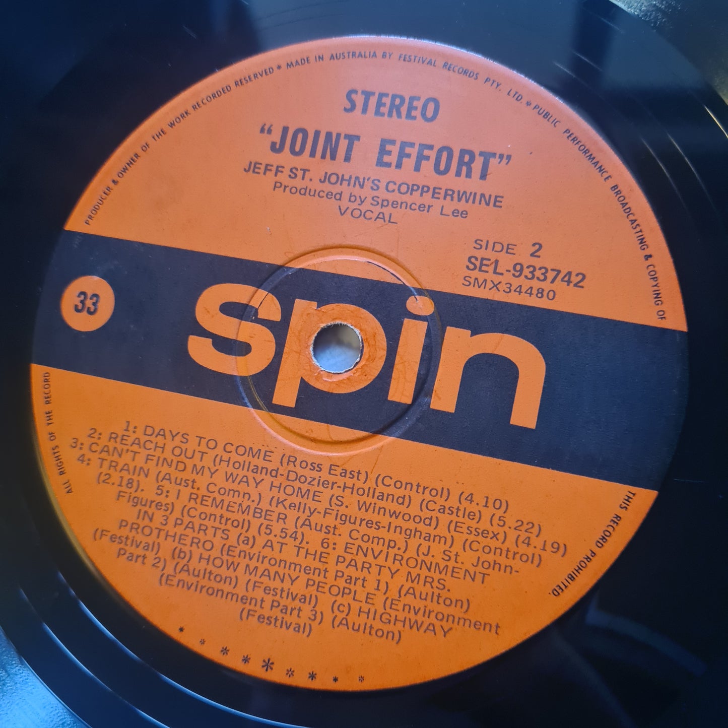 Jeff St John's Copperwine – Joint Effort - 1971 - Vinyl Record LP