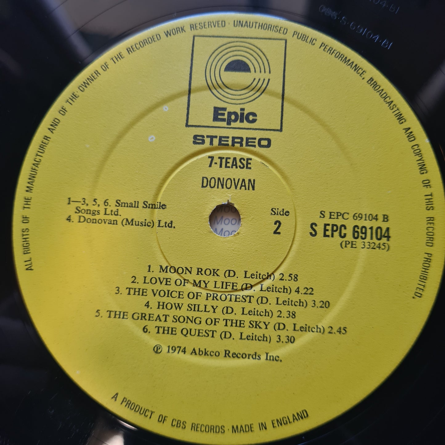 Donovan – 7Tease- 1974 - Vinyl Record LP