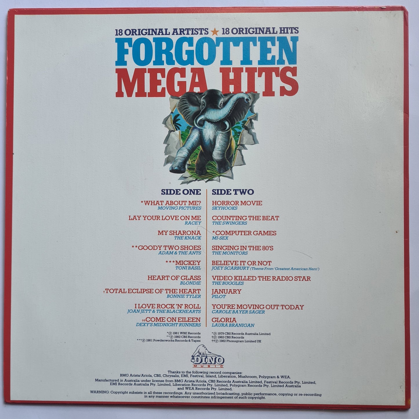Various Artists – Forgotten Mega Hits - 1988 - Vinyl Record LP