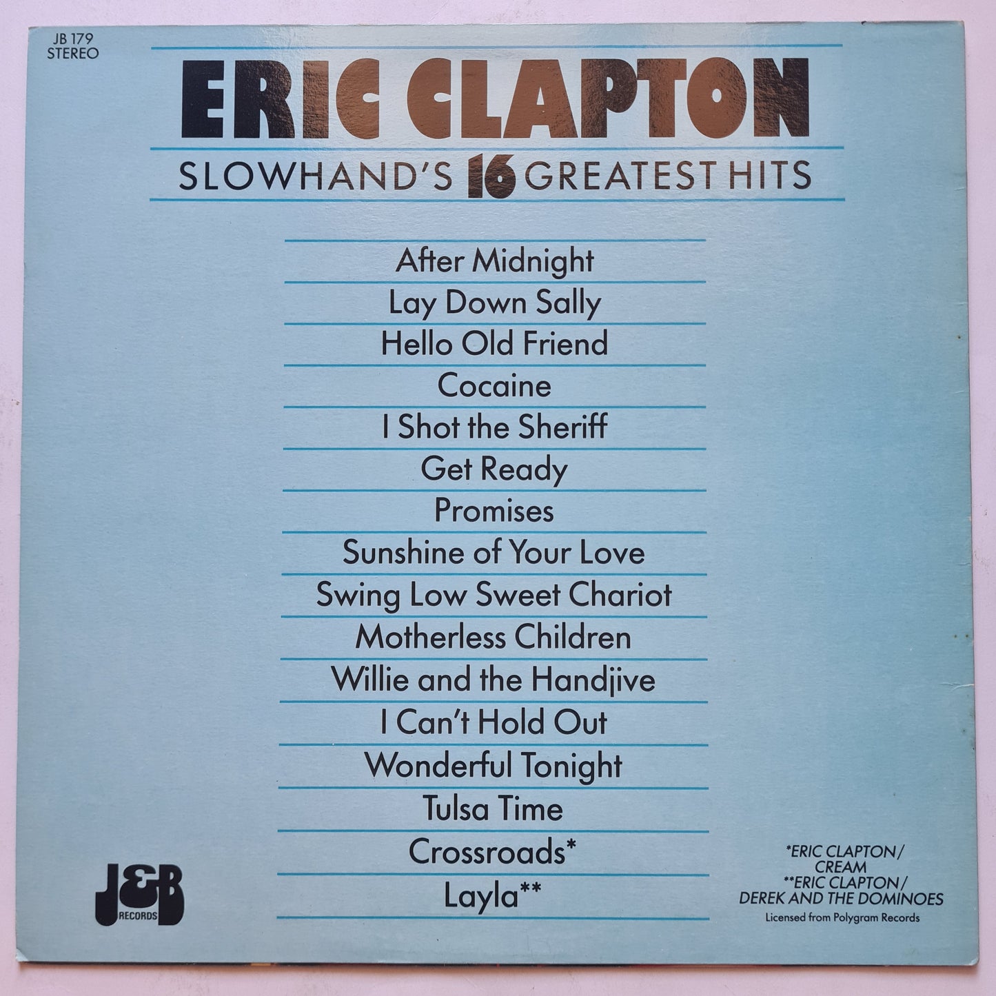 Eric Clapton – Slowhand's 16 Greatest Hits - 1985 - Vinyl Record LP (near mint)