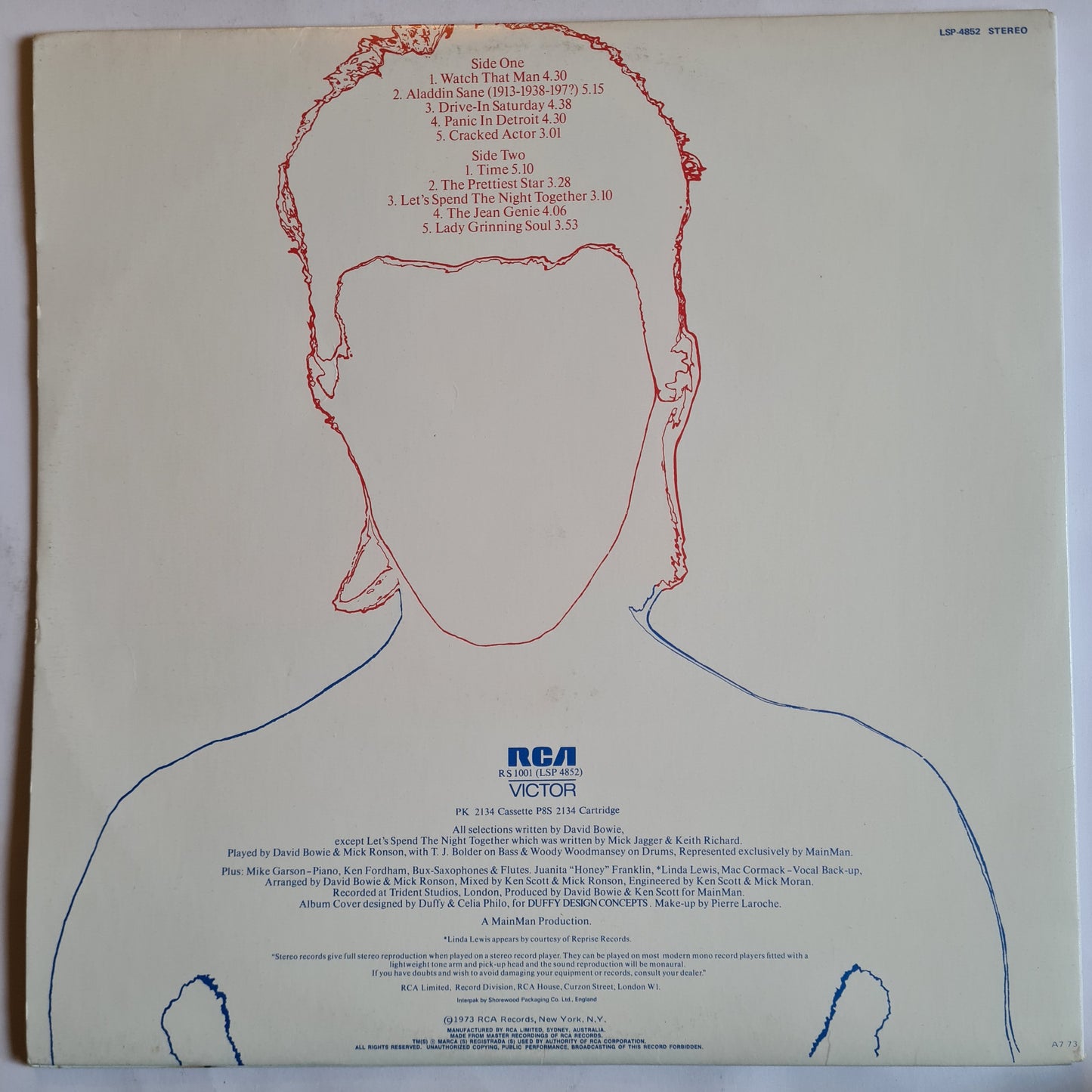 David Bowie – Aladdin Sane - 1973 (1978 Australian Pressing) - Vinyl Record LP (near mint)