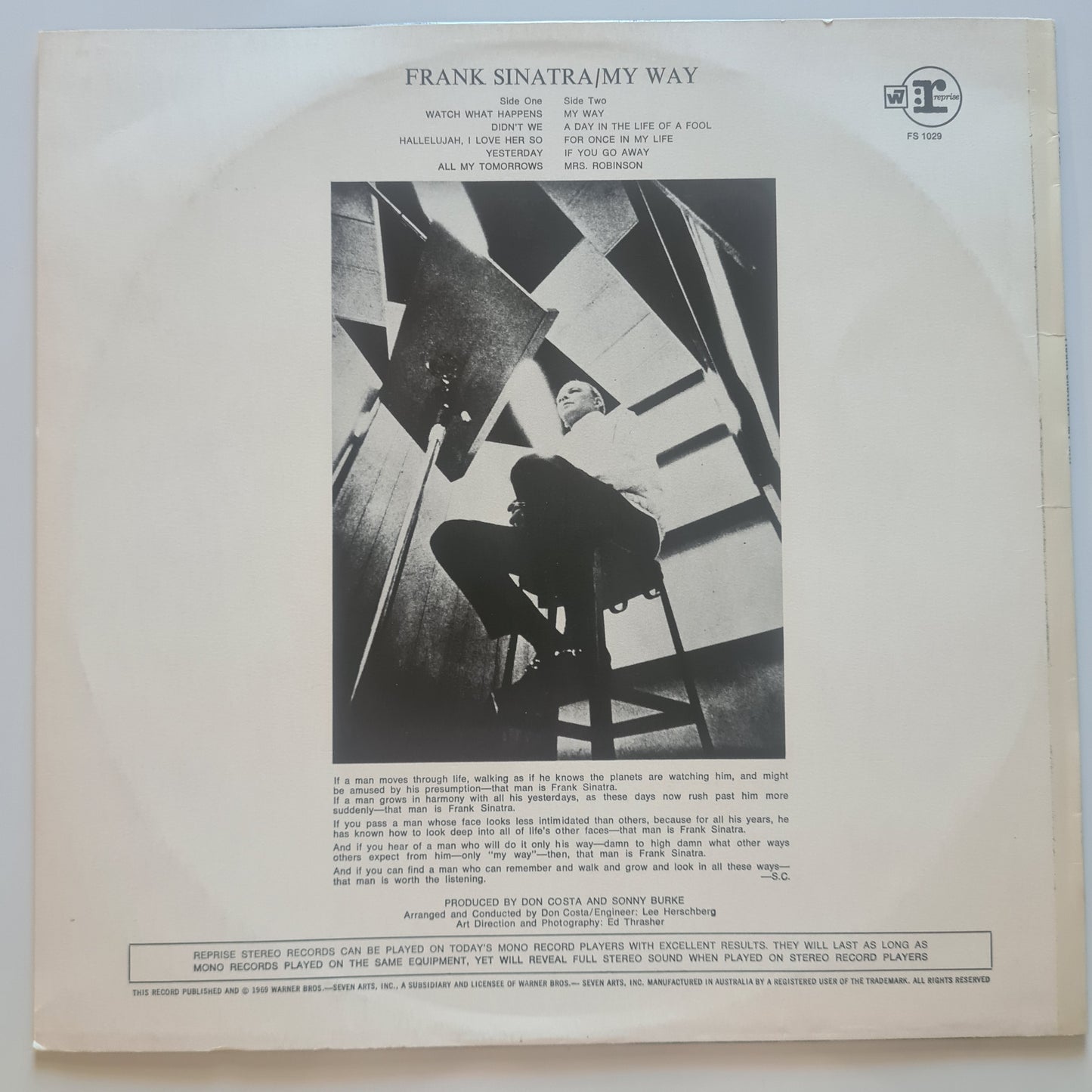 Frank Sinatra – My Way - 1969 - Vinyl Record LP