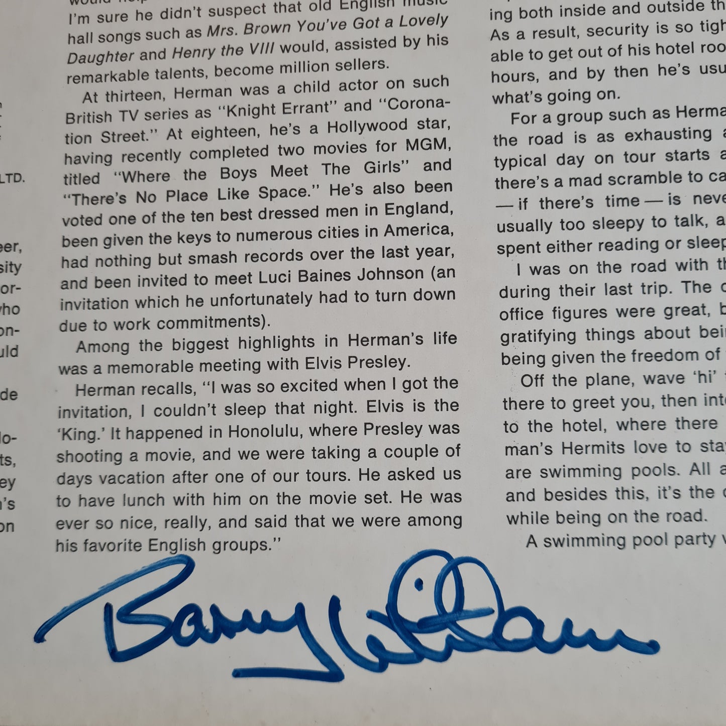 Herman's Hermits – The Best Of Herman's Hermits *SIGNED by: Barry Whitwam* - 1965 - Vinyl Record LP