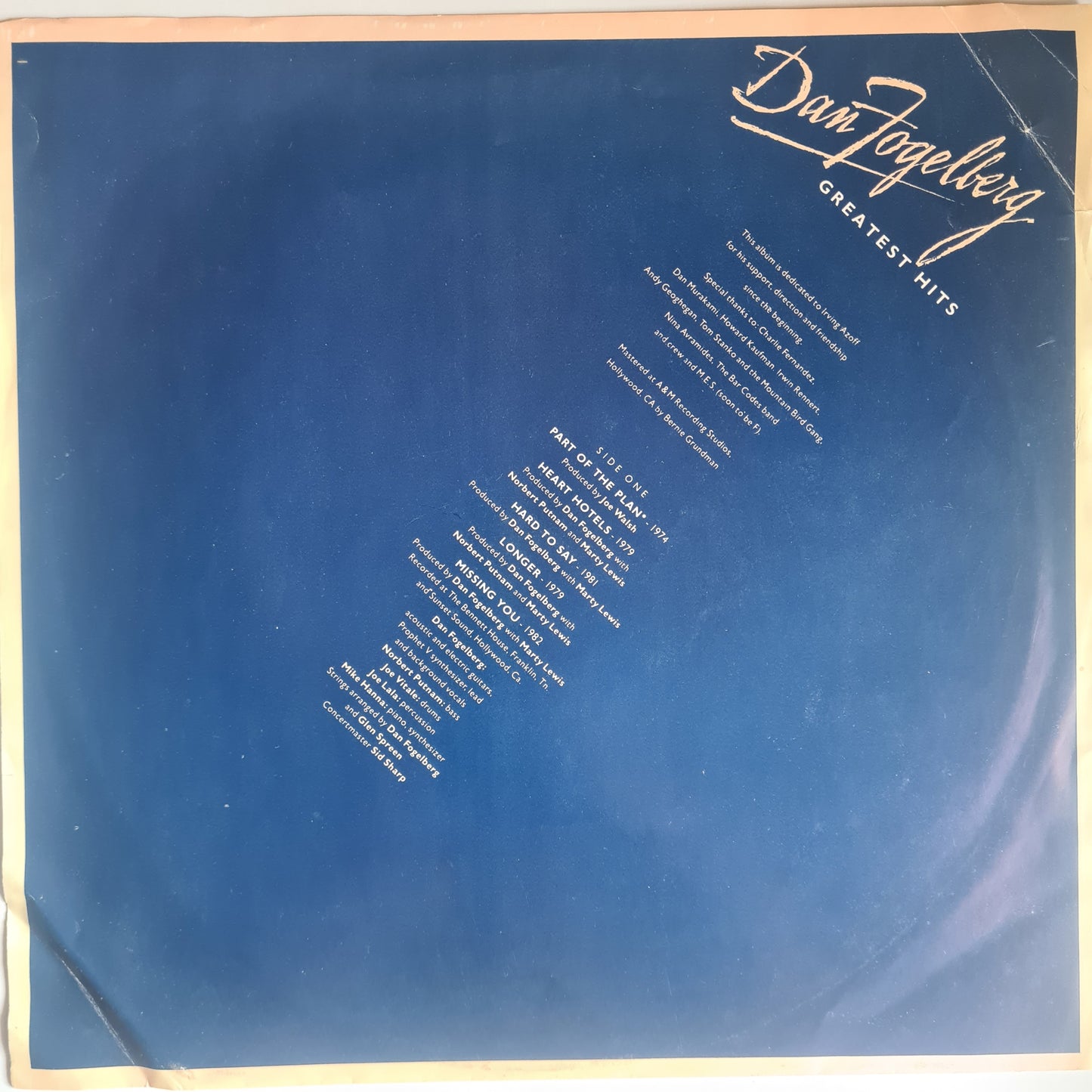 Dan Fogelberg – Greatest Hits - 1982 - Vinyl Record LP