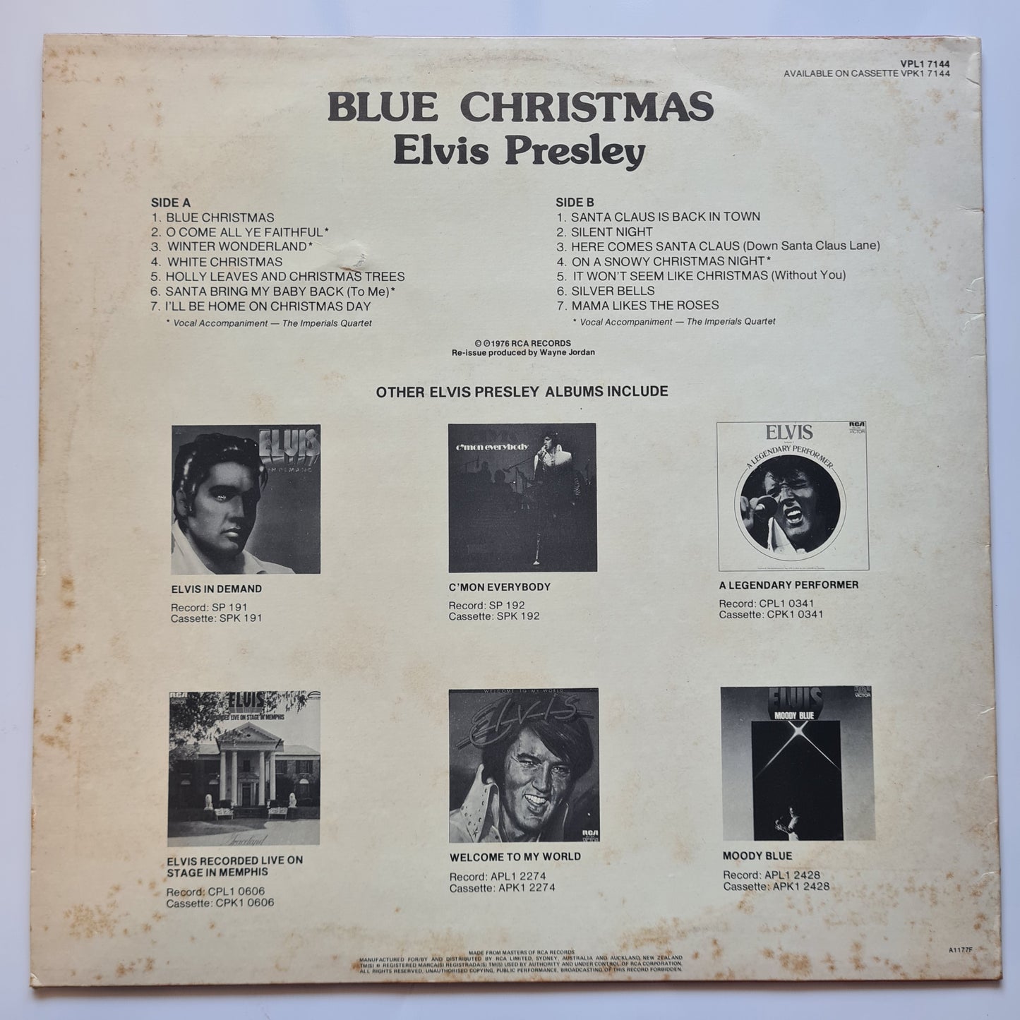 Elvis Presley – Blue Christmas - 1976 (Australian Pressing) - Vinyl Record LP