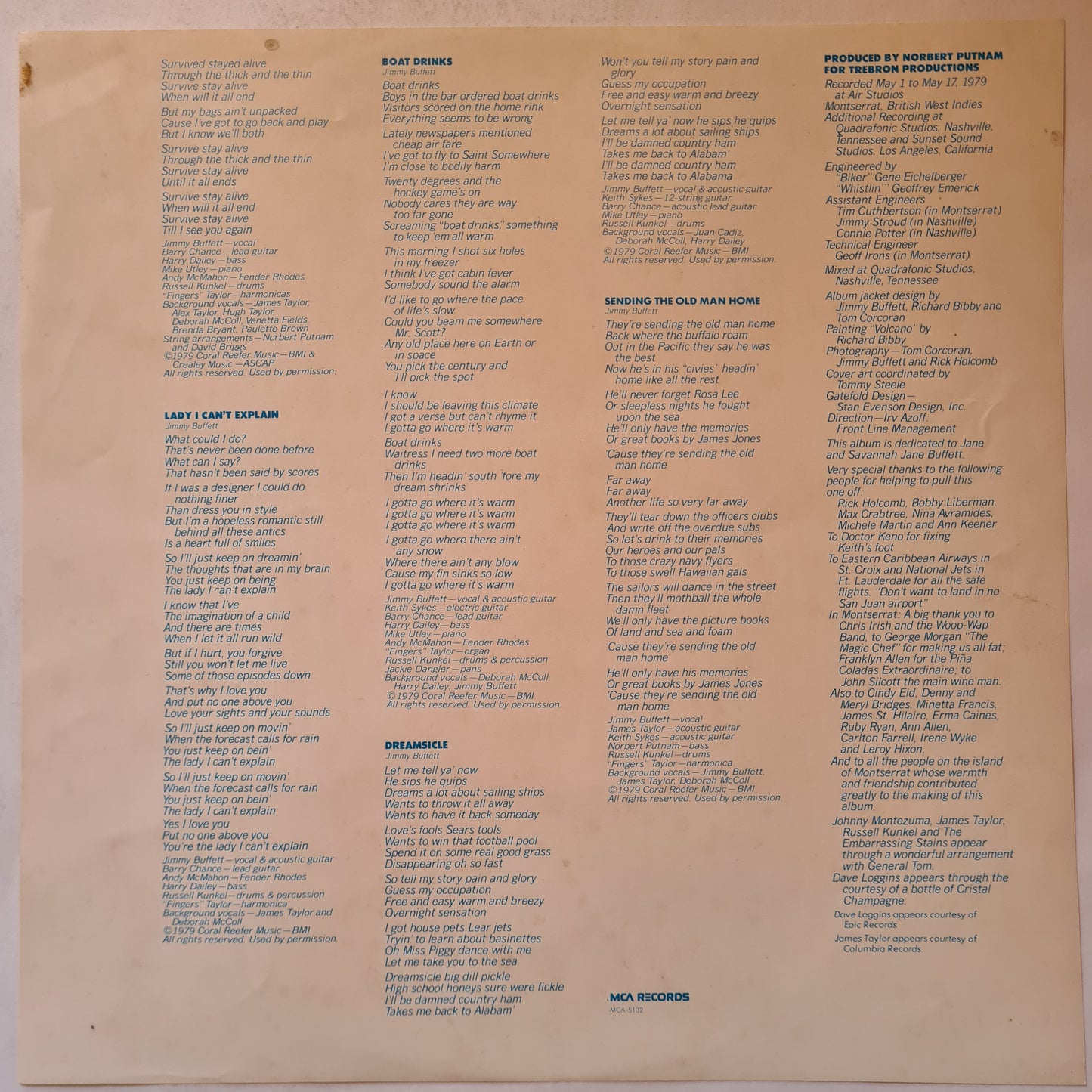 Jimmy Buffett – Volcano - 1979 - Vinyl Record LP (Gatefold)
