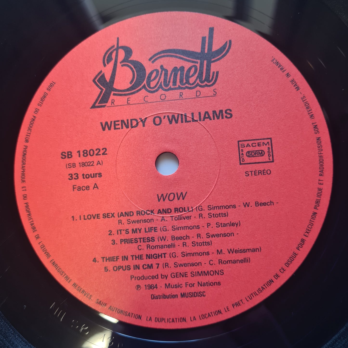 Wendy O. Williams – WOW - 1984 (French Pressing) - Vinyl Record LP