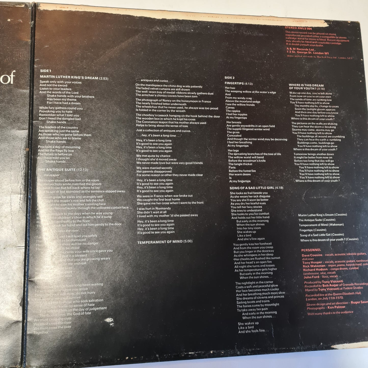 Strawbs – Just A Collection Of Antiques And Curios (Live At The Queen Elizabeth Hall) - 1970 - Vinyl Record LP