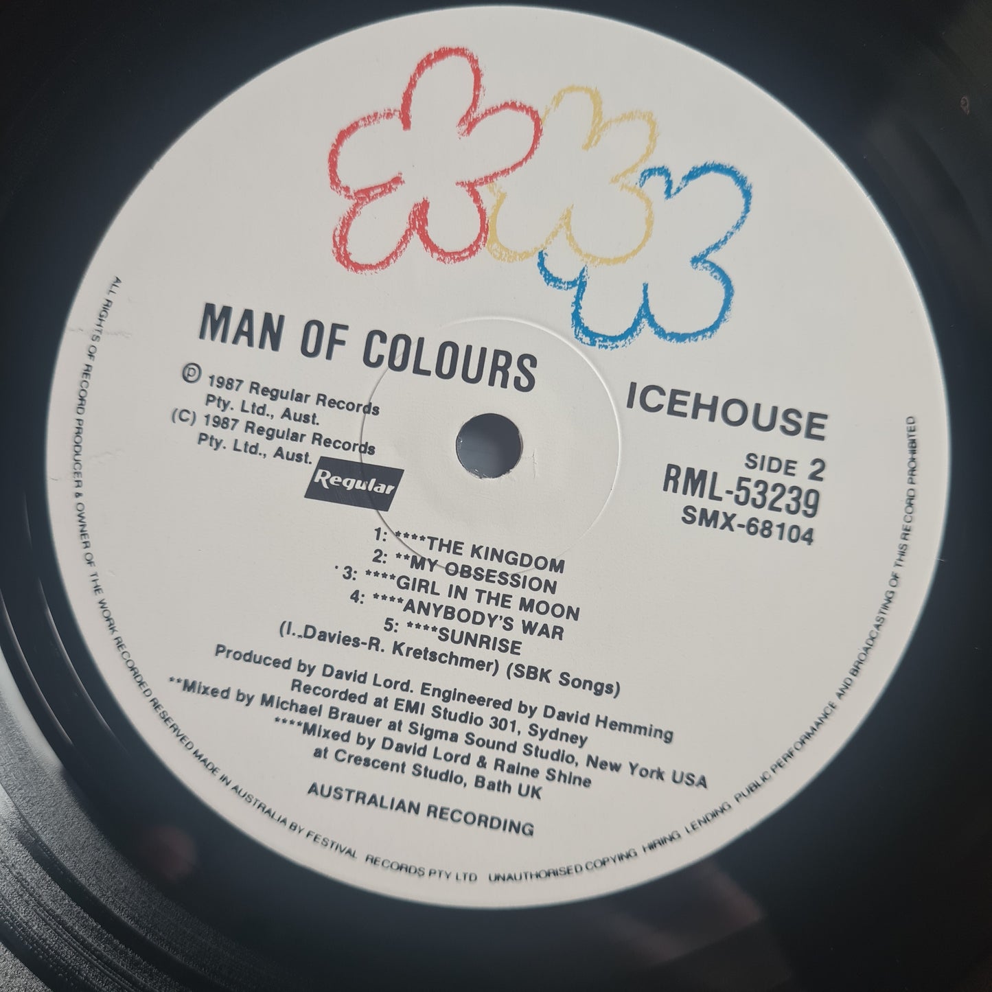 Icehouse – Man Of Colours (RARE Black Cover Version) - 1987 (near mint)