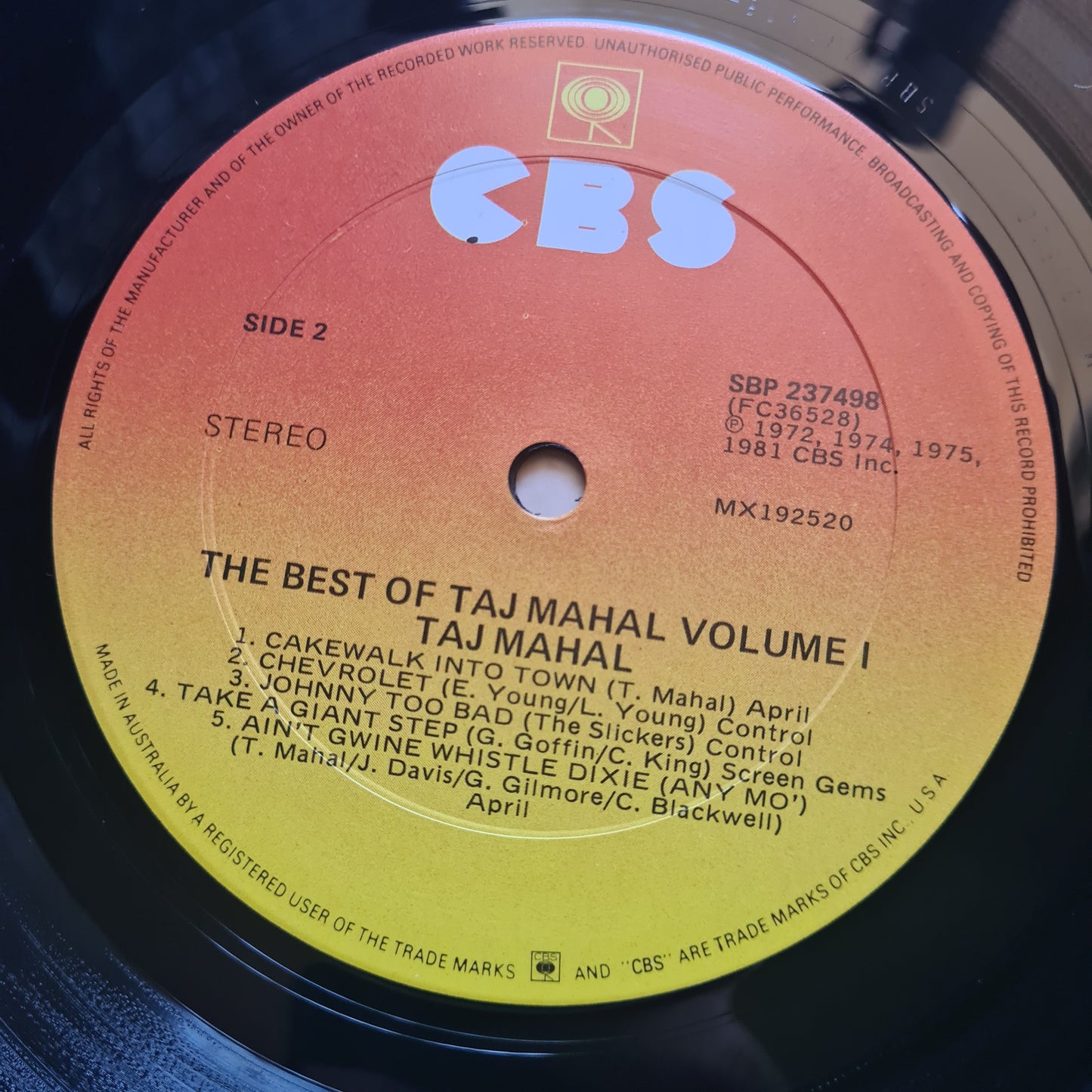 Taj Mahal – The Best Of Taj Mahal - 1981 - Vinyl Record LP