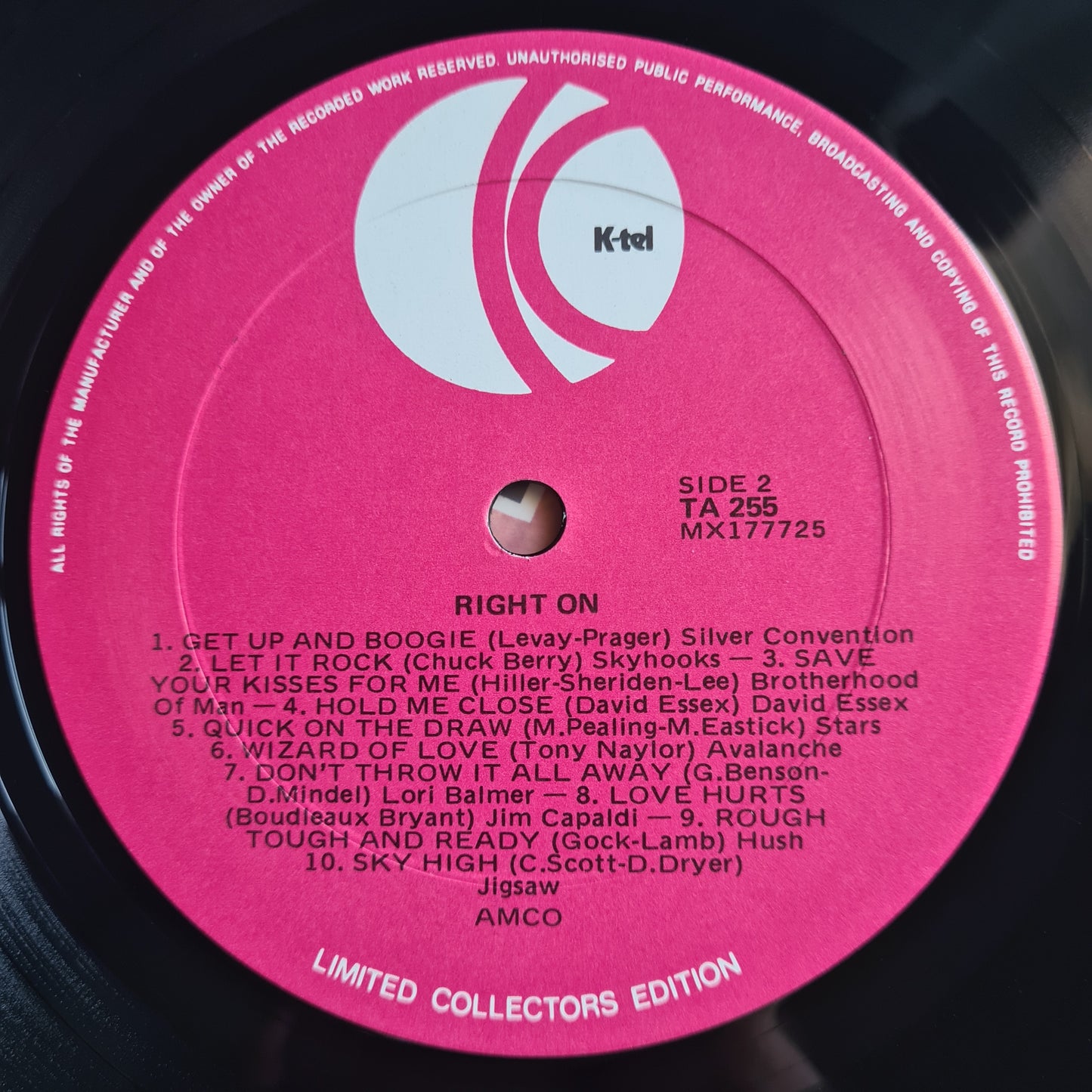 Various Artists/Hits album - Right On - 1976 - Vinyl Record