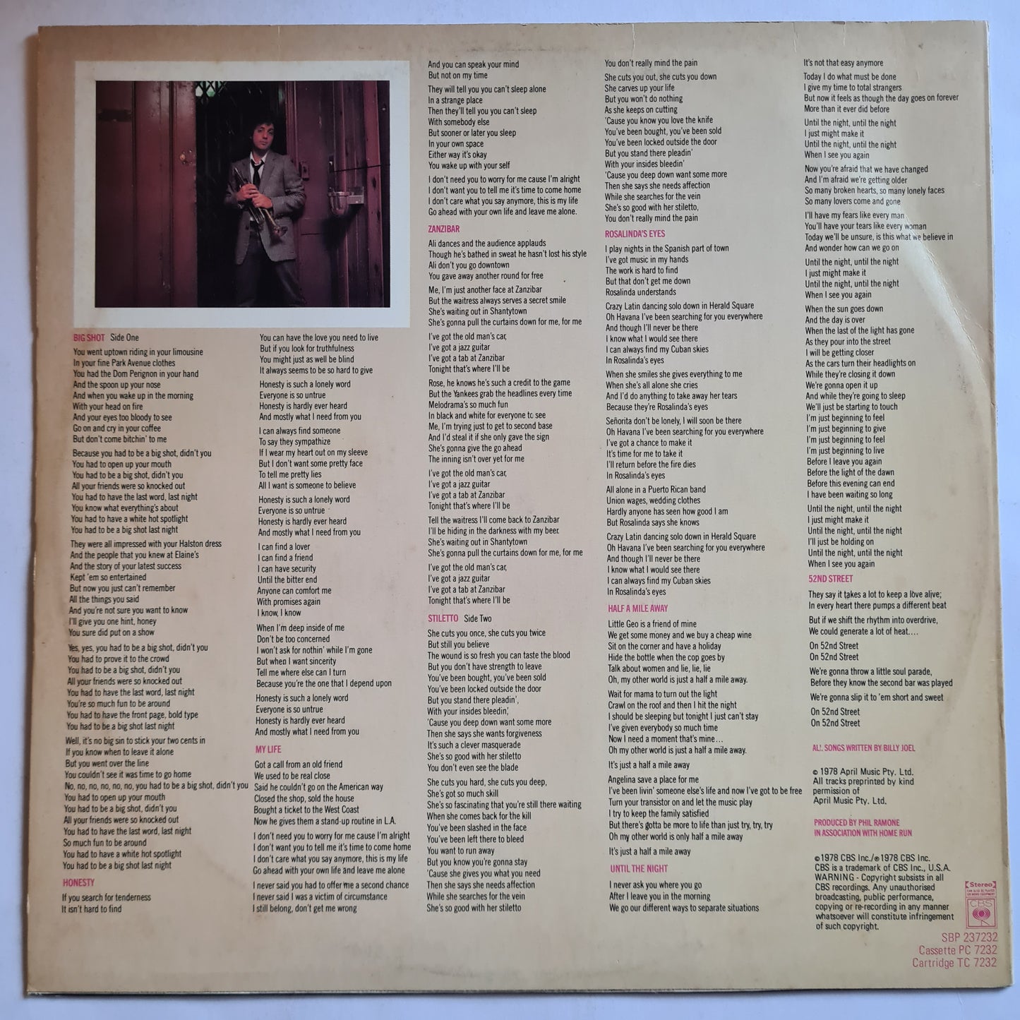 Billy Joel – 52nd Street - 1978 - Vinyl Record LP