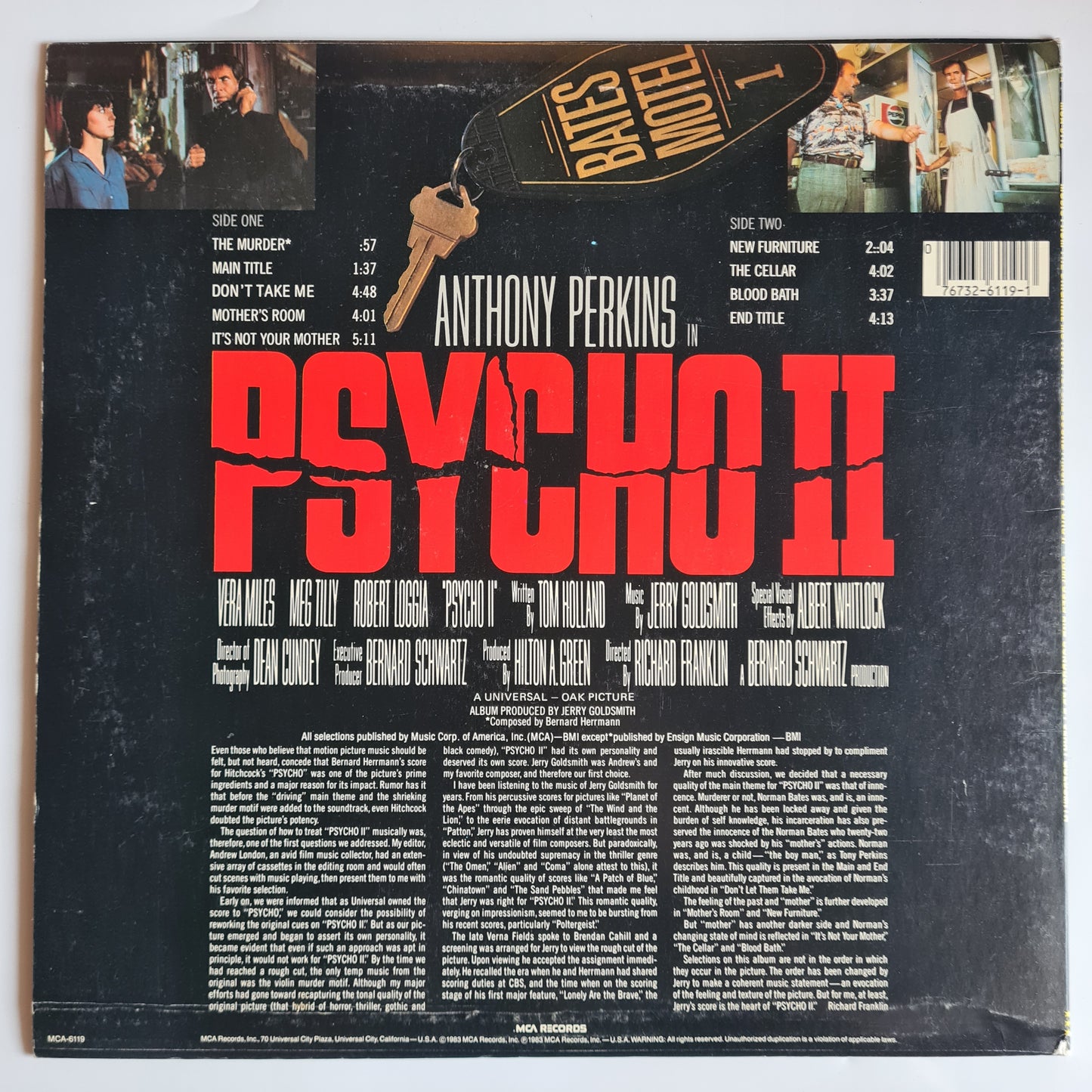 Jerry Goldsmith – Psycho II (Music From The Original Motion Picture Soundtrack)- 1983 - Vinyl Record LP *Horror*