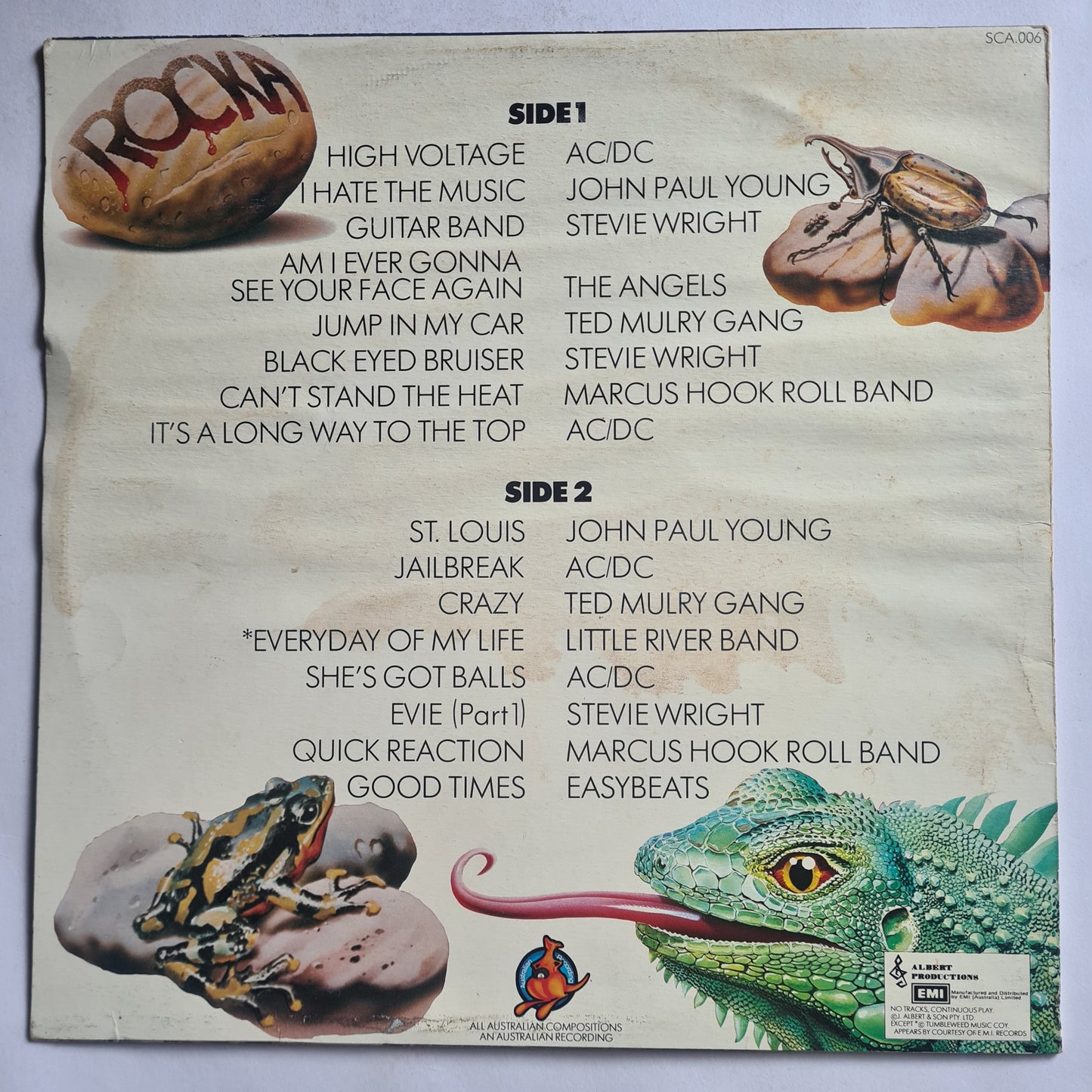 Various Artists (AC/DC, Angels, Stevie Wright, etc) – Rocka - 1976 - Vinyl Record LP (near mint - with insert)