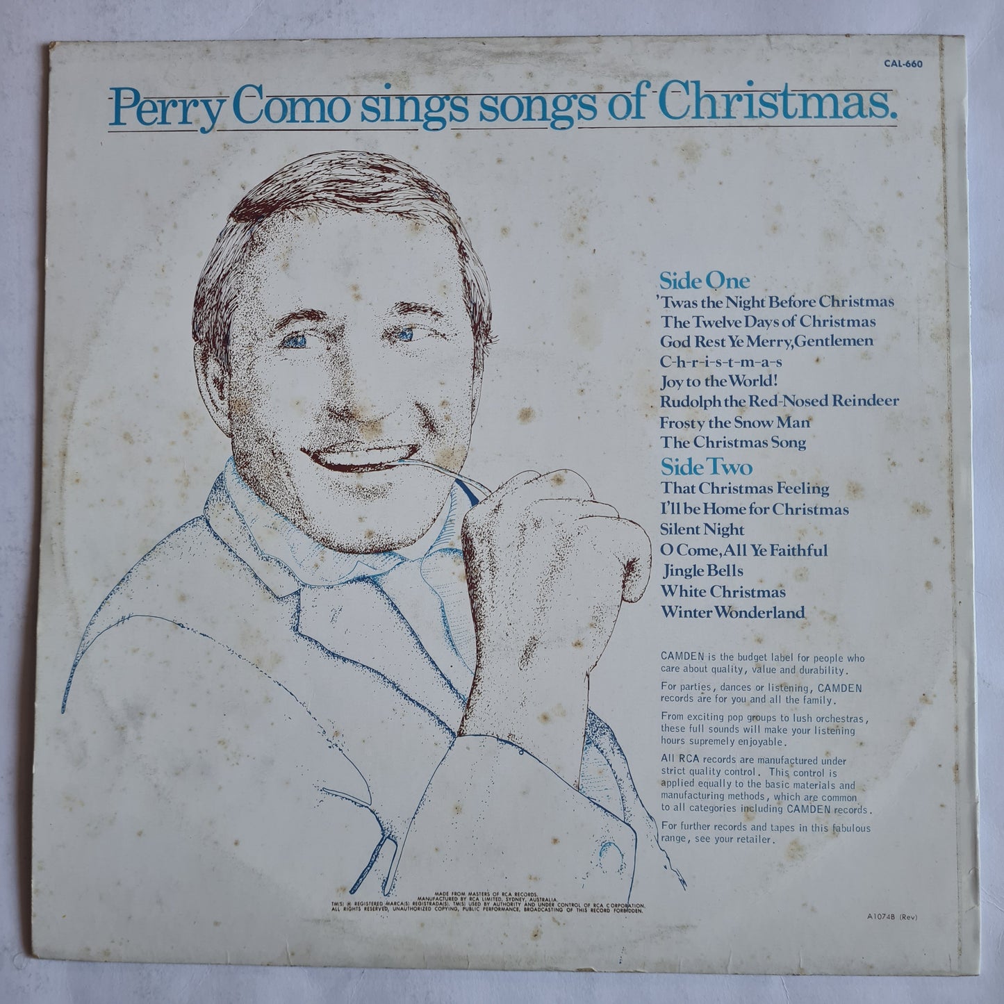 Perry Como – Perry Como Sings Songs Of Christmas - 1956 (1974 Australian Pressing) - Vinyl Record LP