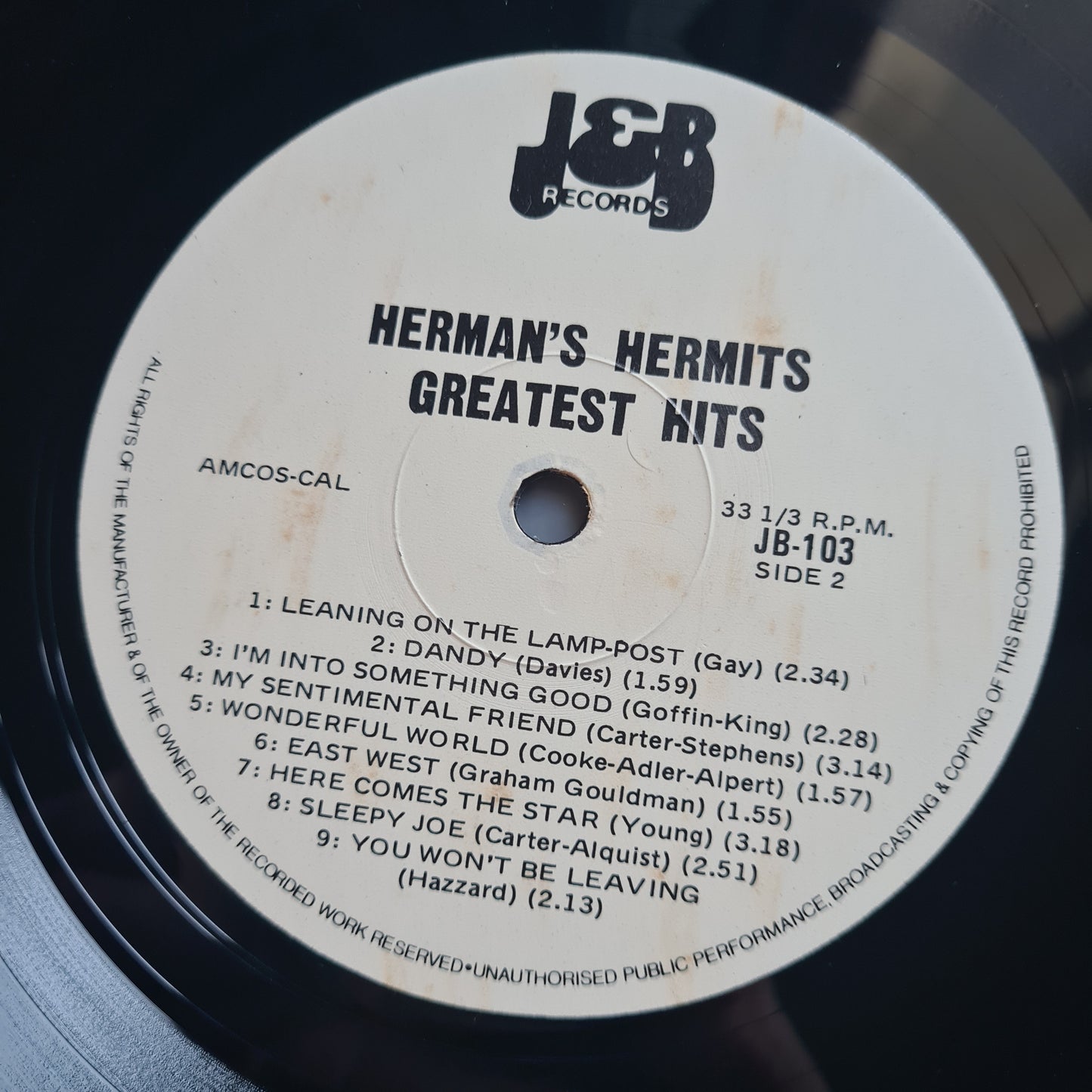 Herman's Hermits – Greatest Hits - 1980 - Vinyl Record (near mint)