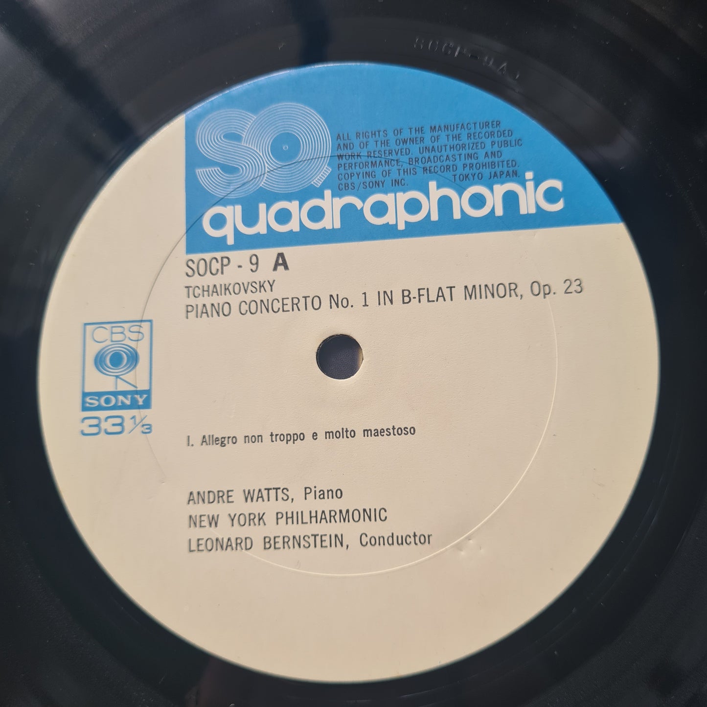 Tchaikovsky: Piano Concerto No. 1 – Andre Watts, Leonard Bernstein, New York Philharmonic - 1974 (4 Channel Quadraphonic Pressing) - Vinyl Record LP