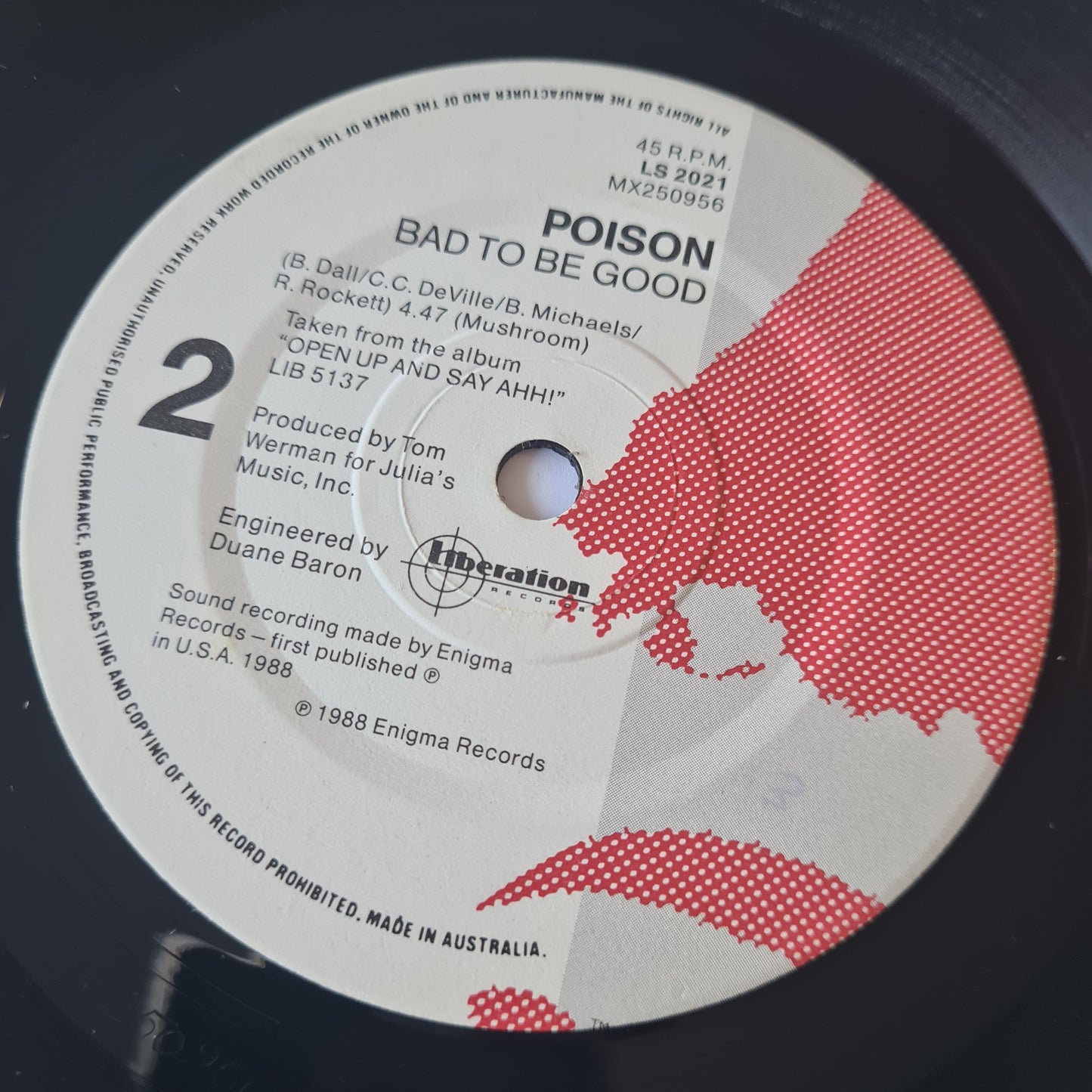 Poison - Fallen Angel - 1988 - Vinyl Record 7" Single - 45 RPM