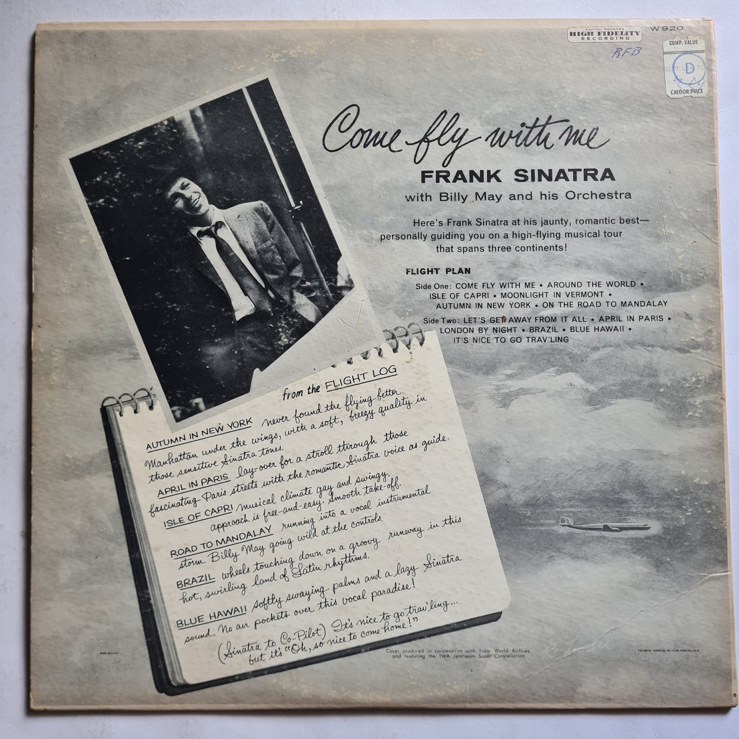 Frank Sinatra – Come Fly With Me - 1958 - Vinyl Record LP