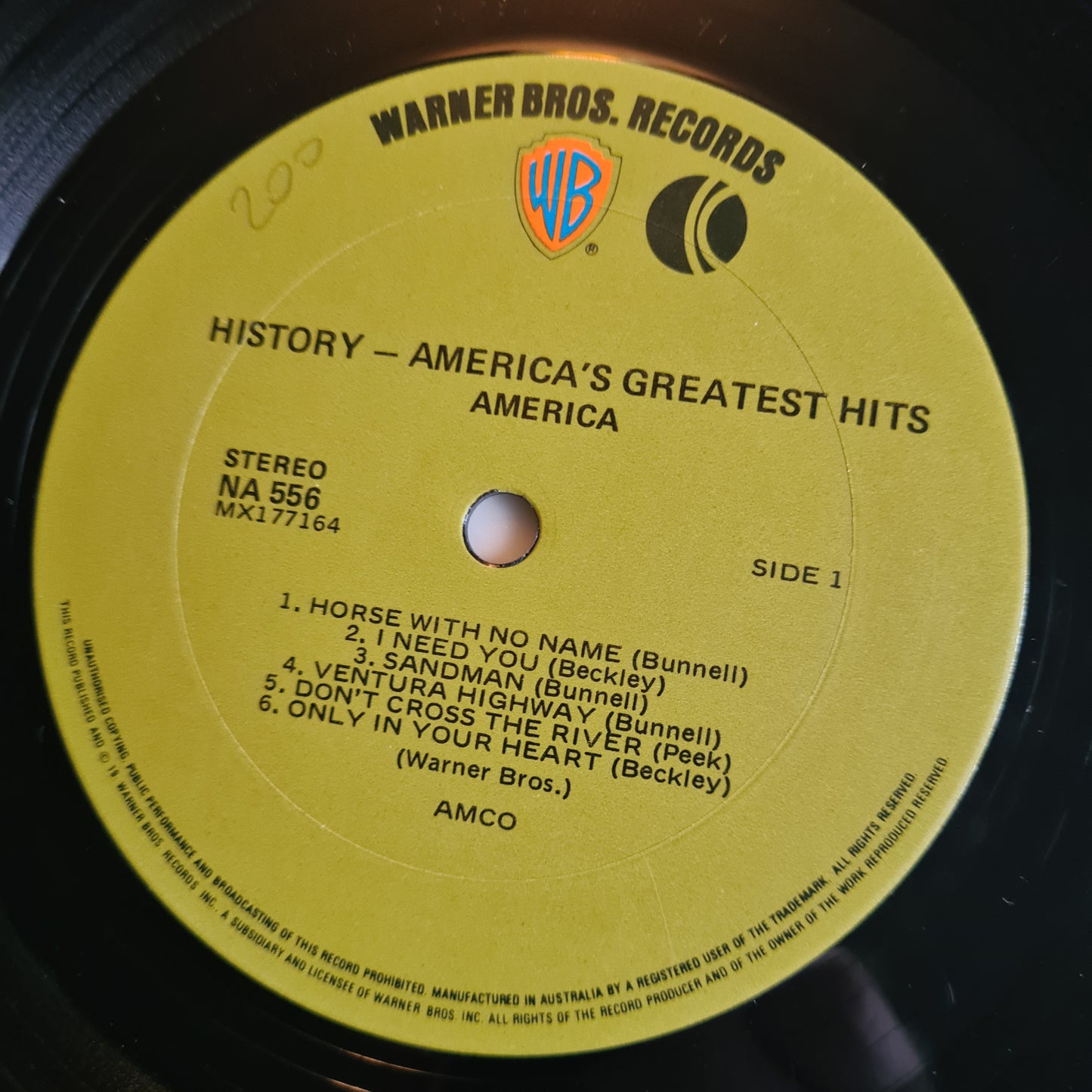 America – History: America's Greatest Hits - 1975 - Vinyl Record LP