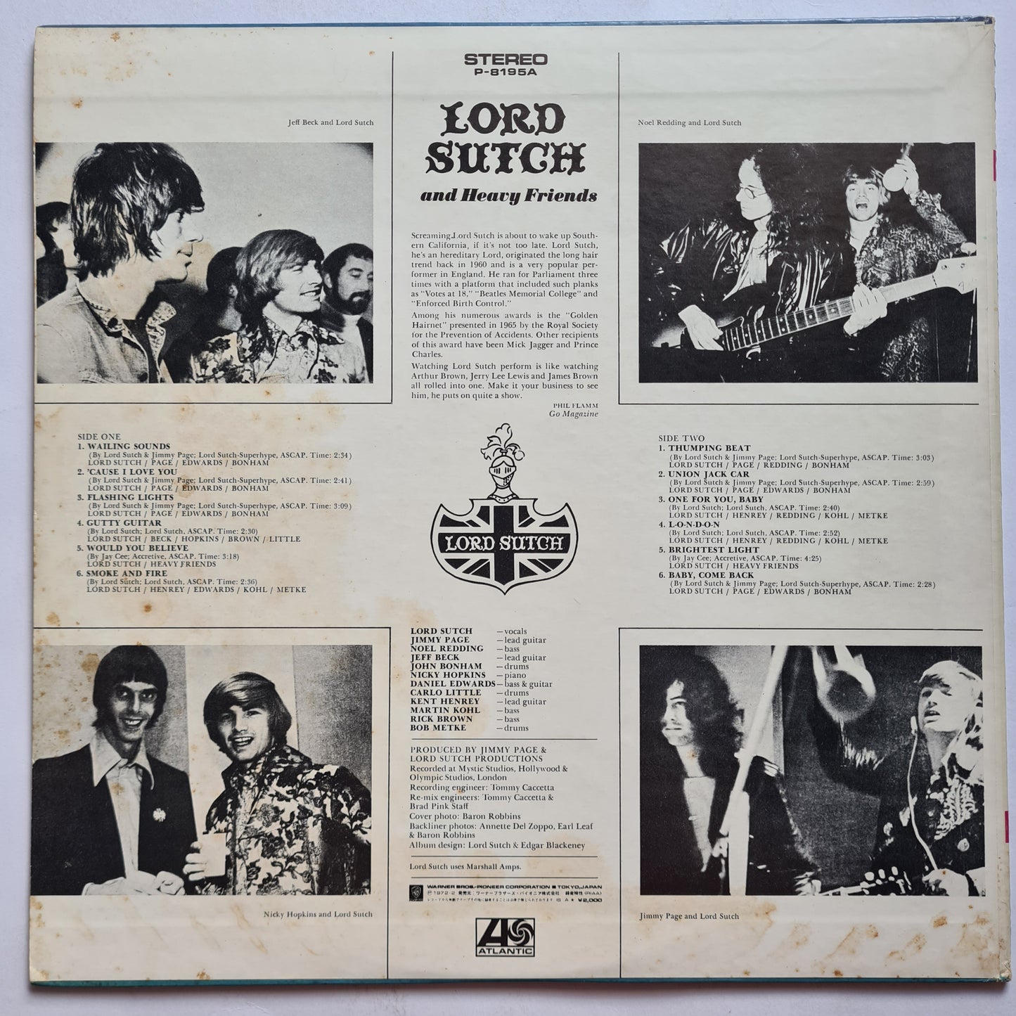 Lord Sutch And Heavy Friends – Lord Sutch And Heavy Friends - 1972 (Japanese Pressing) - Vinyl Record LP (Featuring Jimmy Page, John Bonham, Jeff Beck, etc)