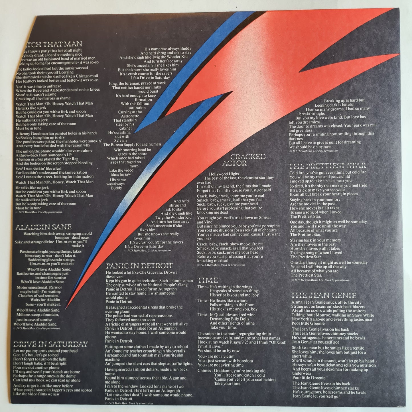 David Bowie – Aladdin Sane - 1973 (1978 Australian Pressing) - Vinyl Record LP (near mint)