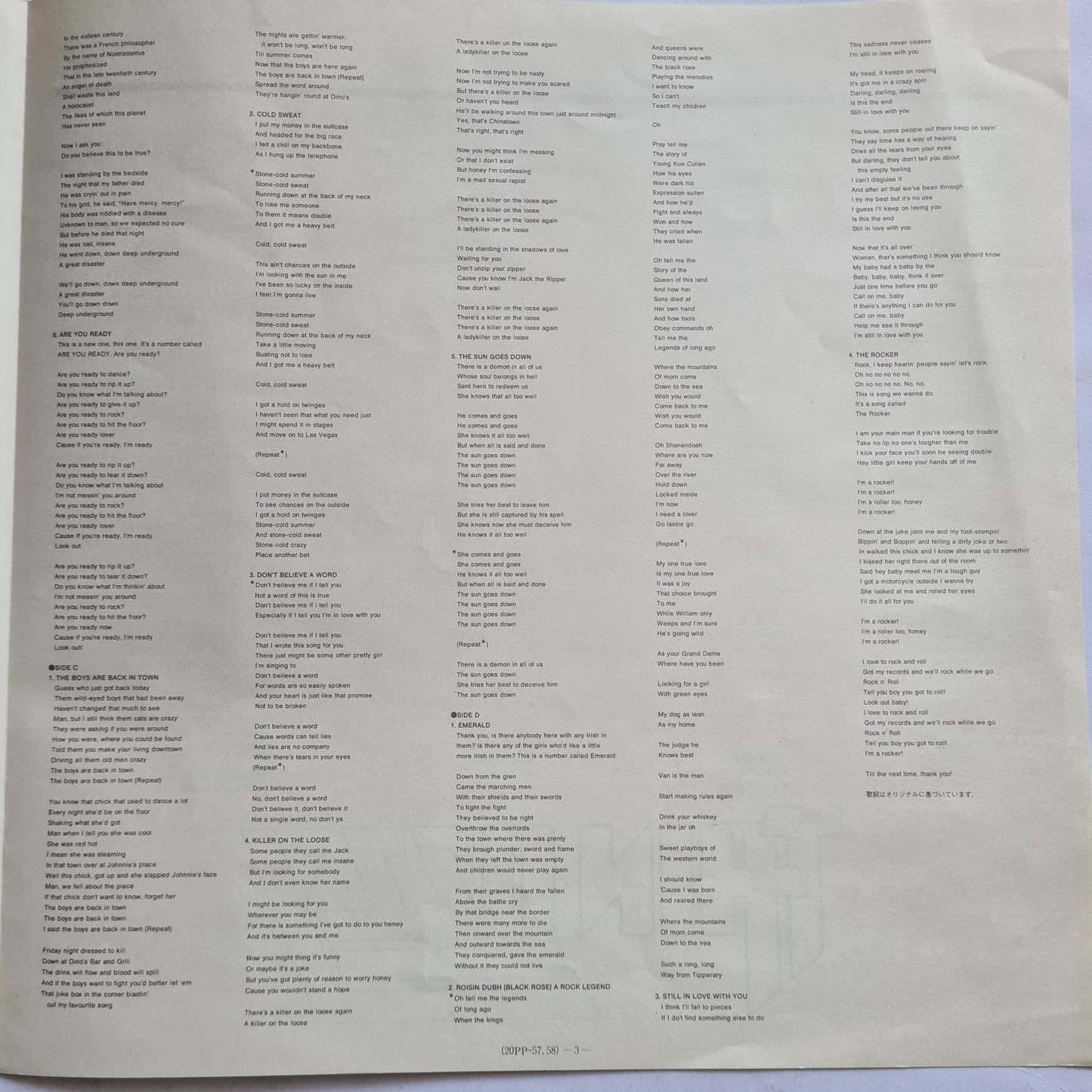 Thin Lizzy – Life Live - 1980 (2LP Japanese Pressing) - Vinyl Record (near mint)