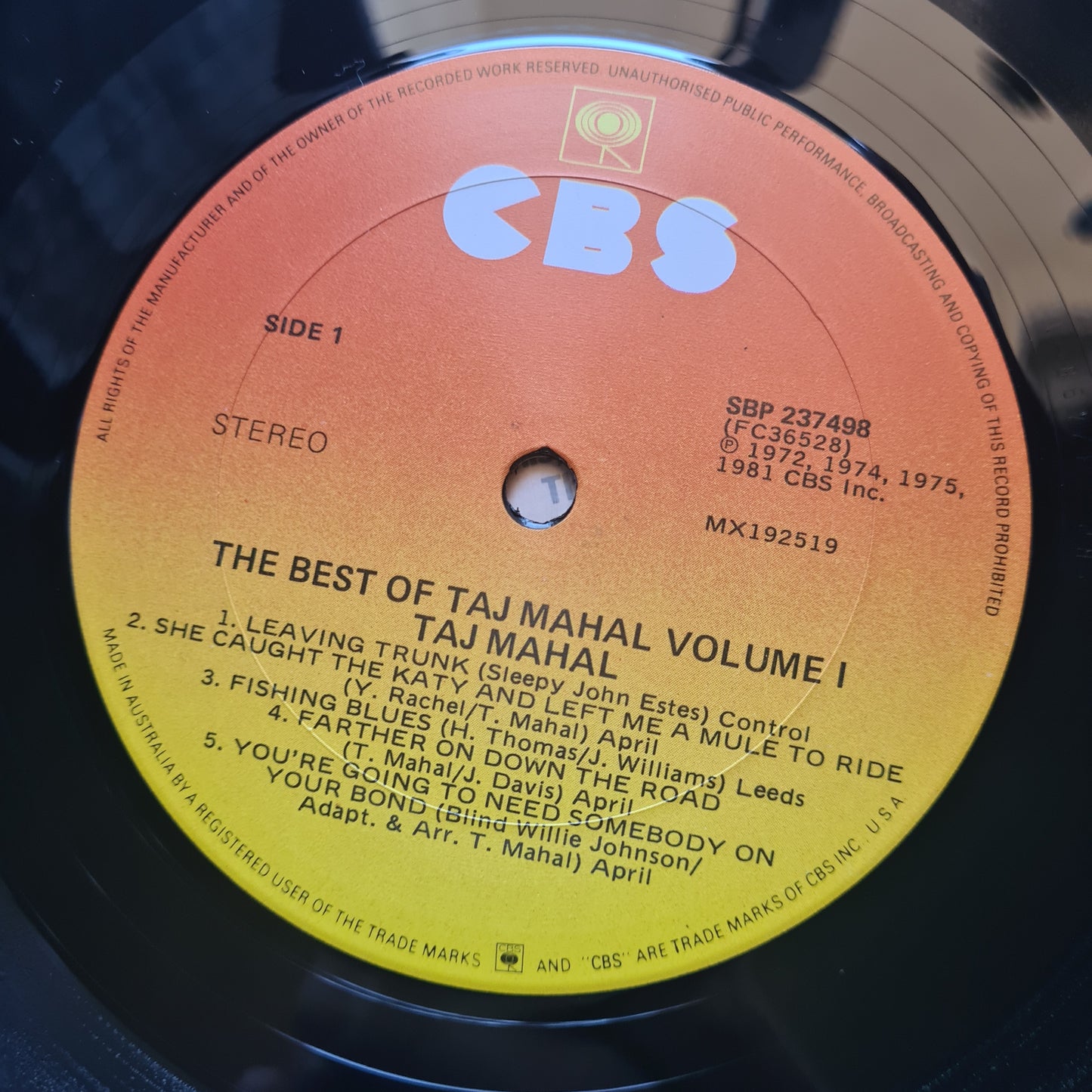 Taj Mahal – The Best Of Taj Mahal - 1981 - Vinyl Record LP