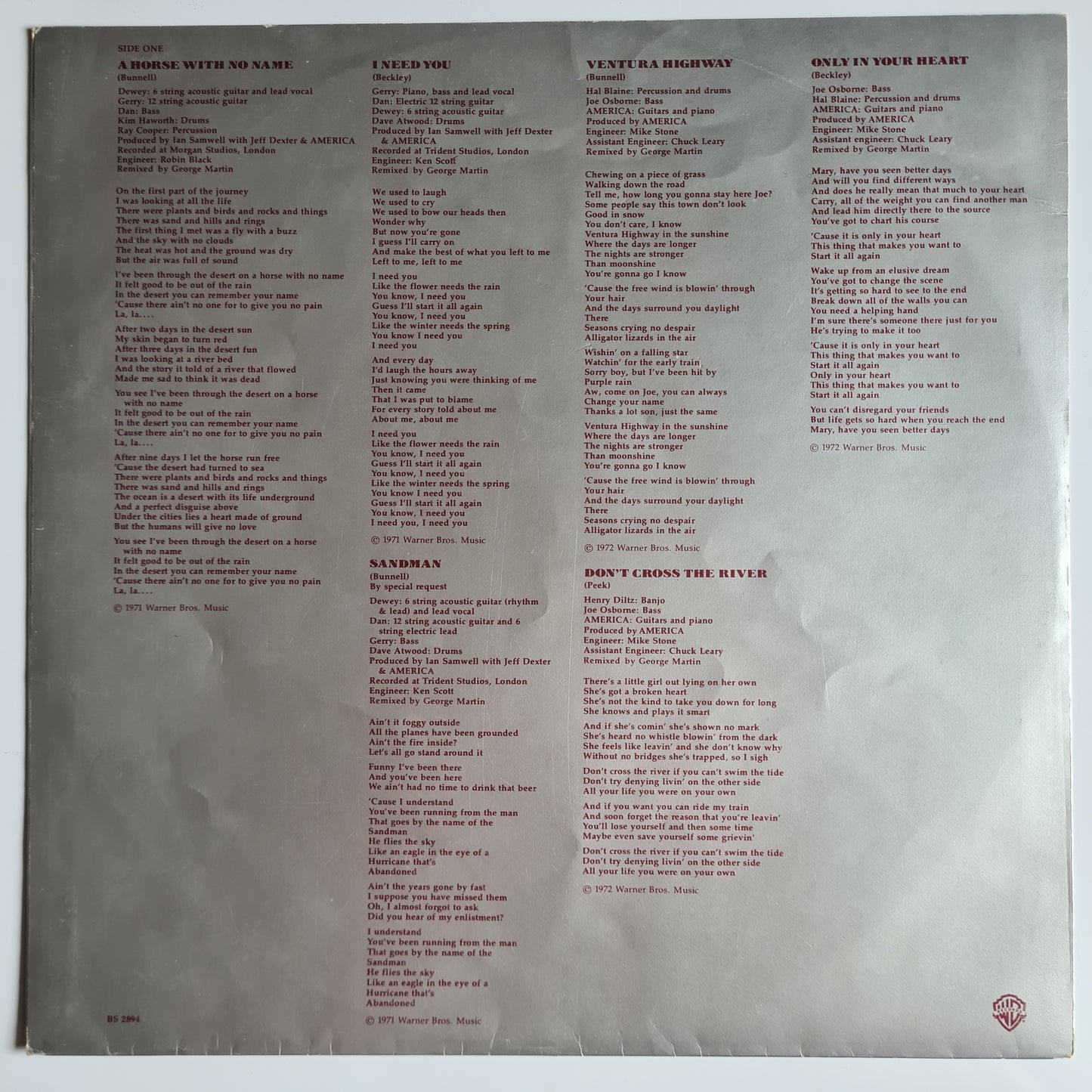 America – History: America's Greatest Hits - 1975 - Vinyl Record LP