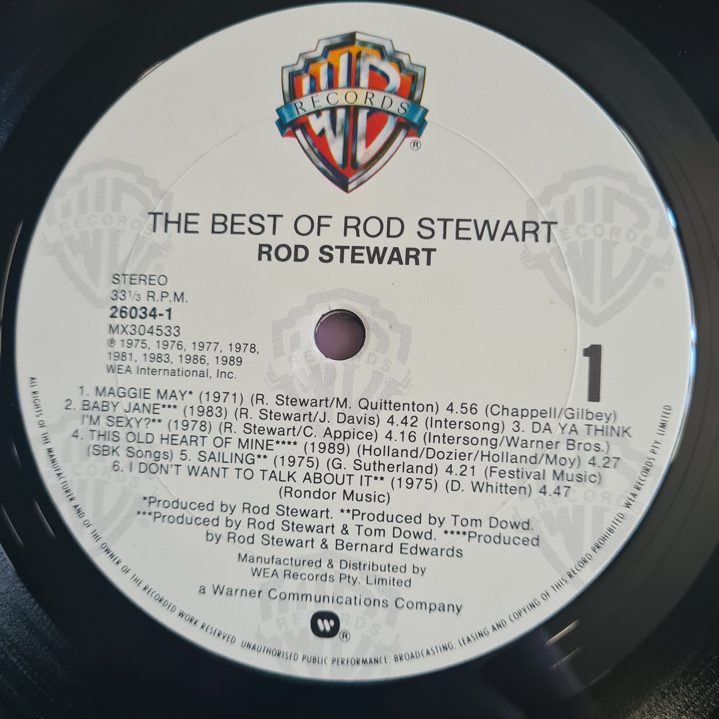 Rod Stewart – The Best Of Rod Stewart -  1989 - Vinyl Record LP
