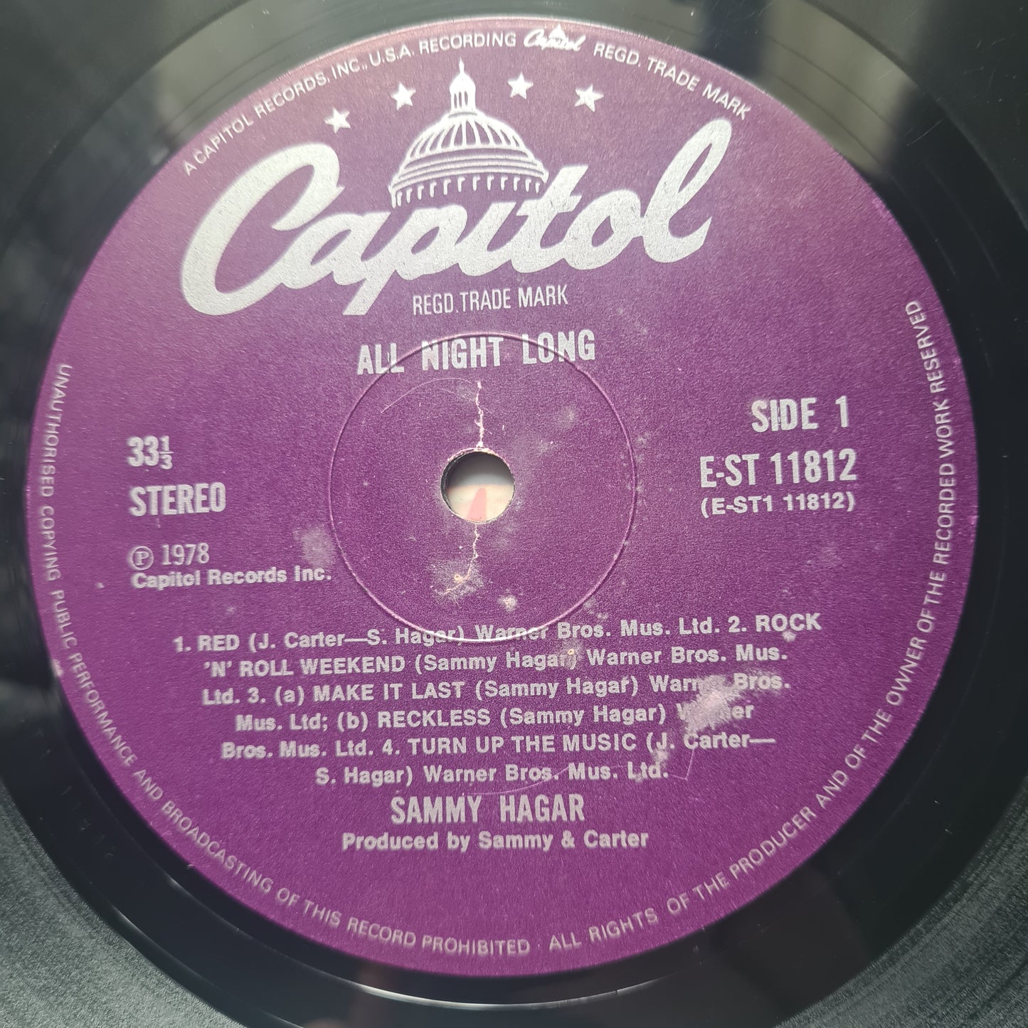 Sammy Hagar (Van Halen) – All Night Long - 1978 (UK Pressing) - Vinyl Record LP