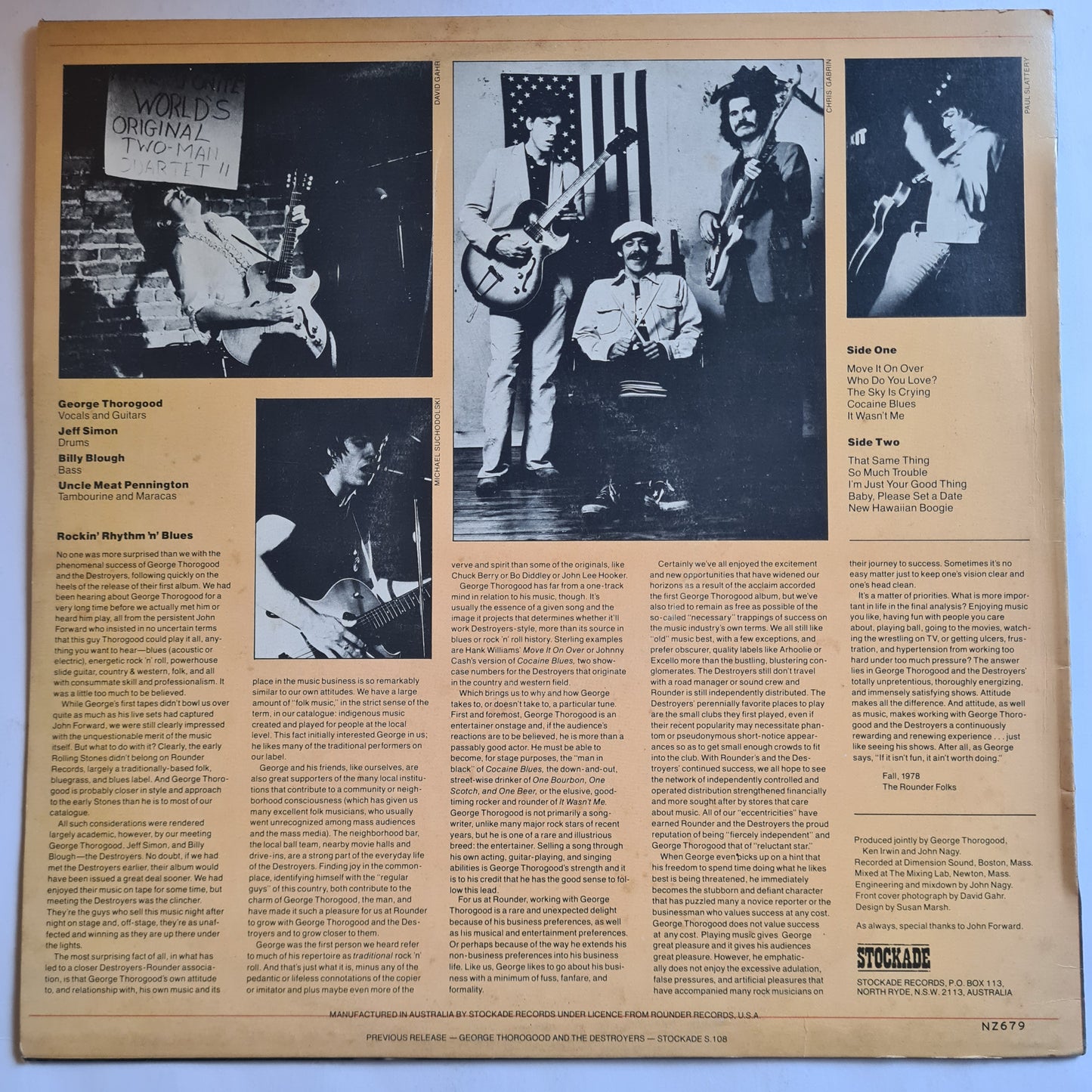 George Thorogood & The Destroyers– Move It On Over - 1978 - Vinyl Record LP