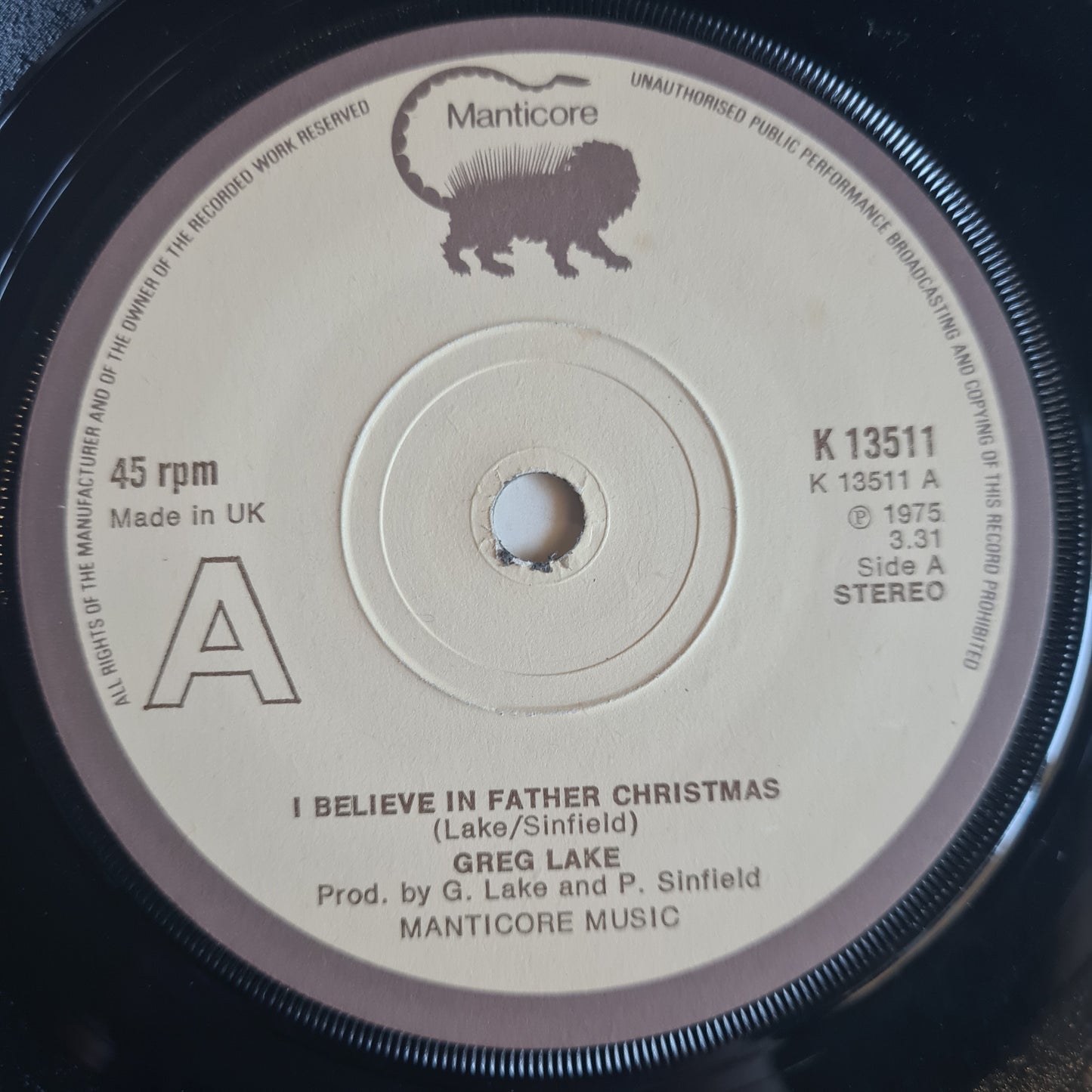 Greg Lake – I Believe In Father Christmas - 1975 - Vinyl Record 7" Single