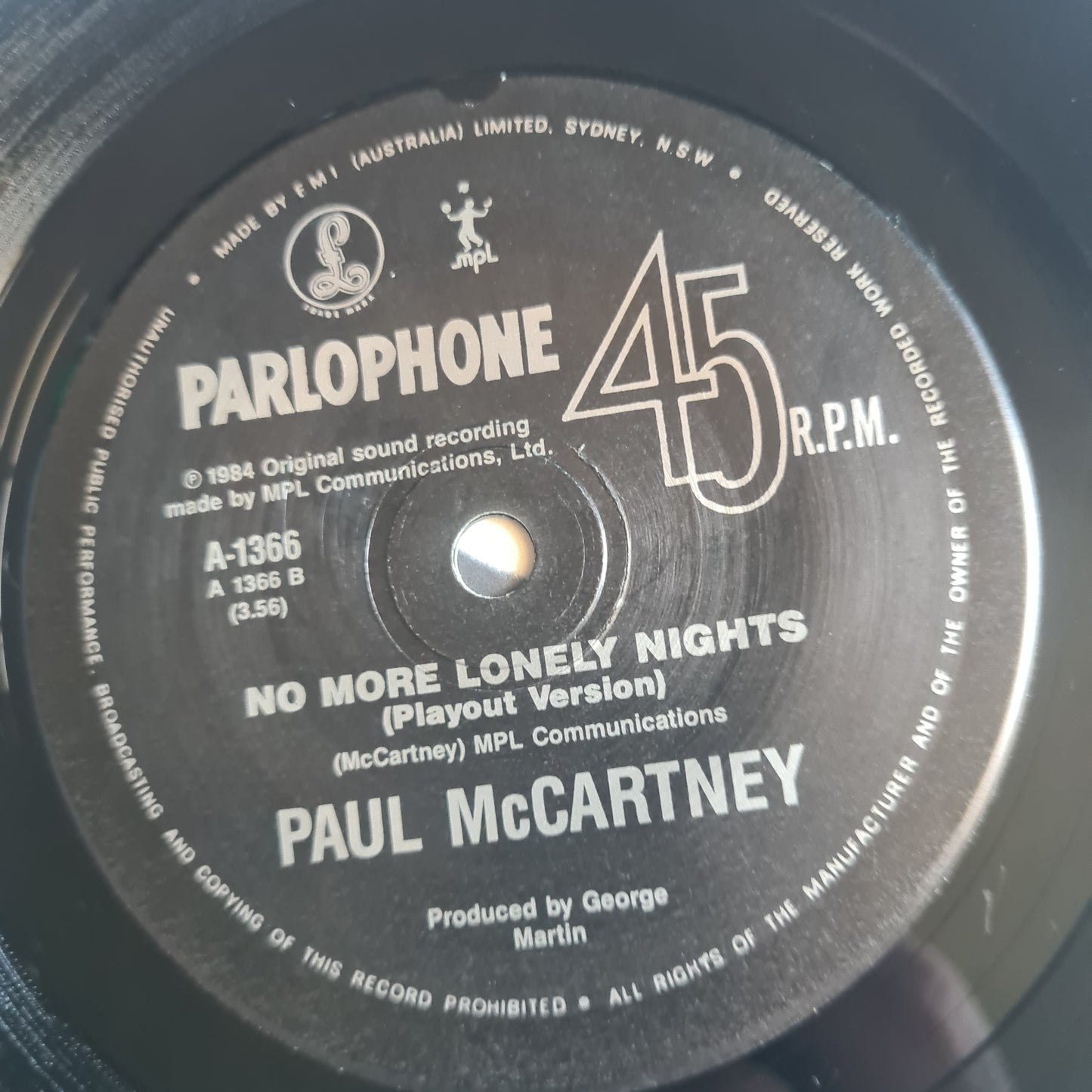 Paul McCartney (The Beatles) – No More Lonely Nights - 1984 - Vinyl Record 7" Single - 45 RPM