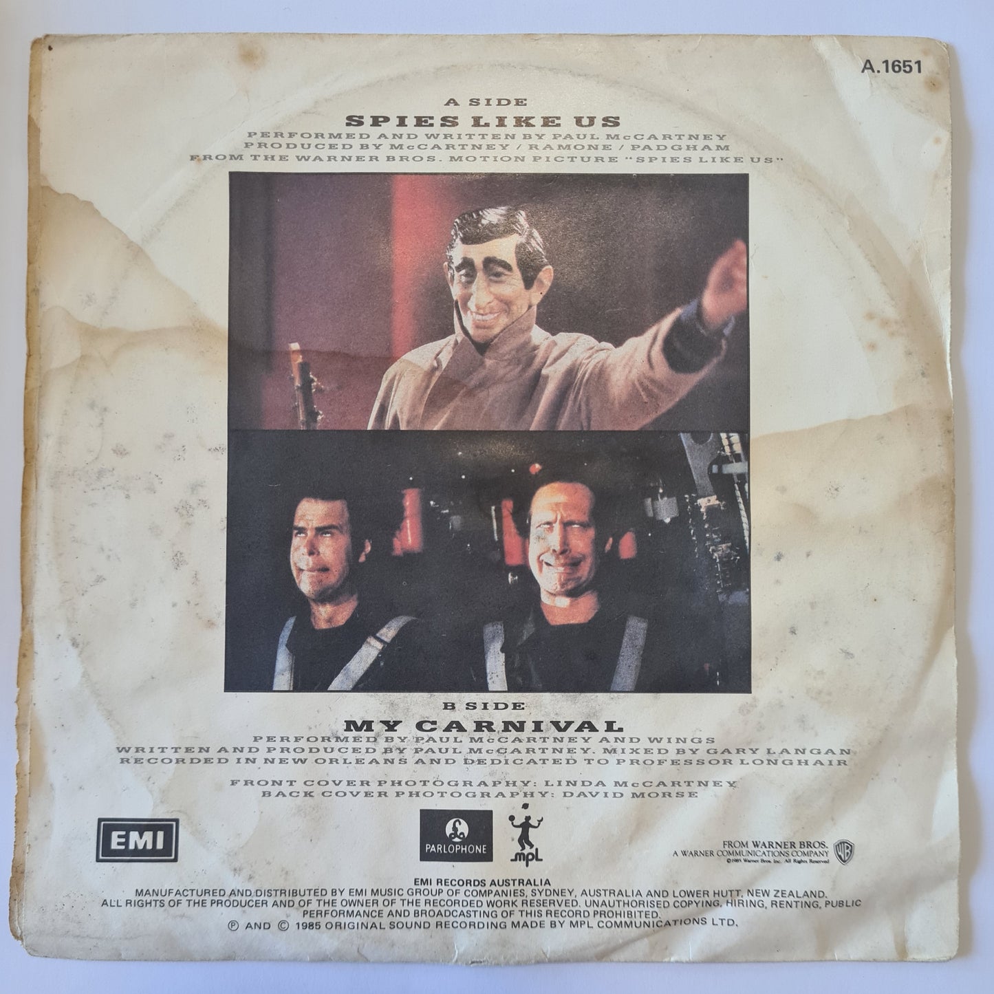 Paul McCartney (Beatles) - Spies Like Us - 1985 - Vinyl Record 7" Single - 45 RPM