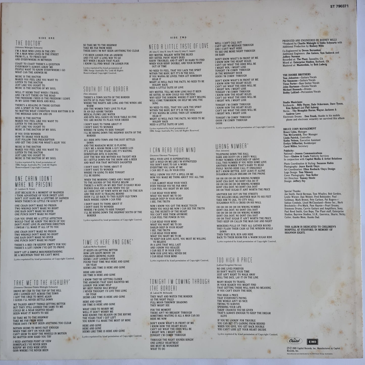 The Doobie Brothers – Cycles - 1989 - Vinyl Record LP
