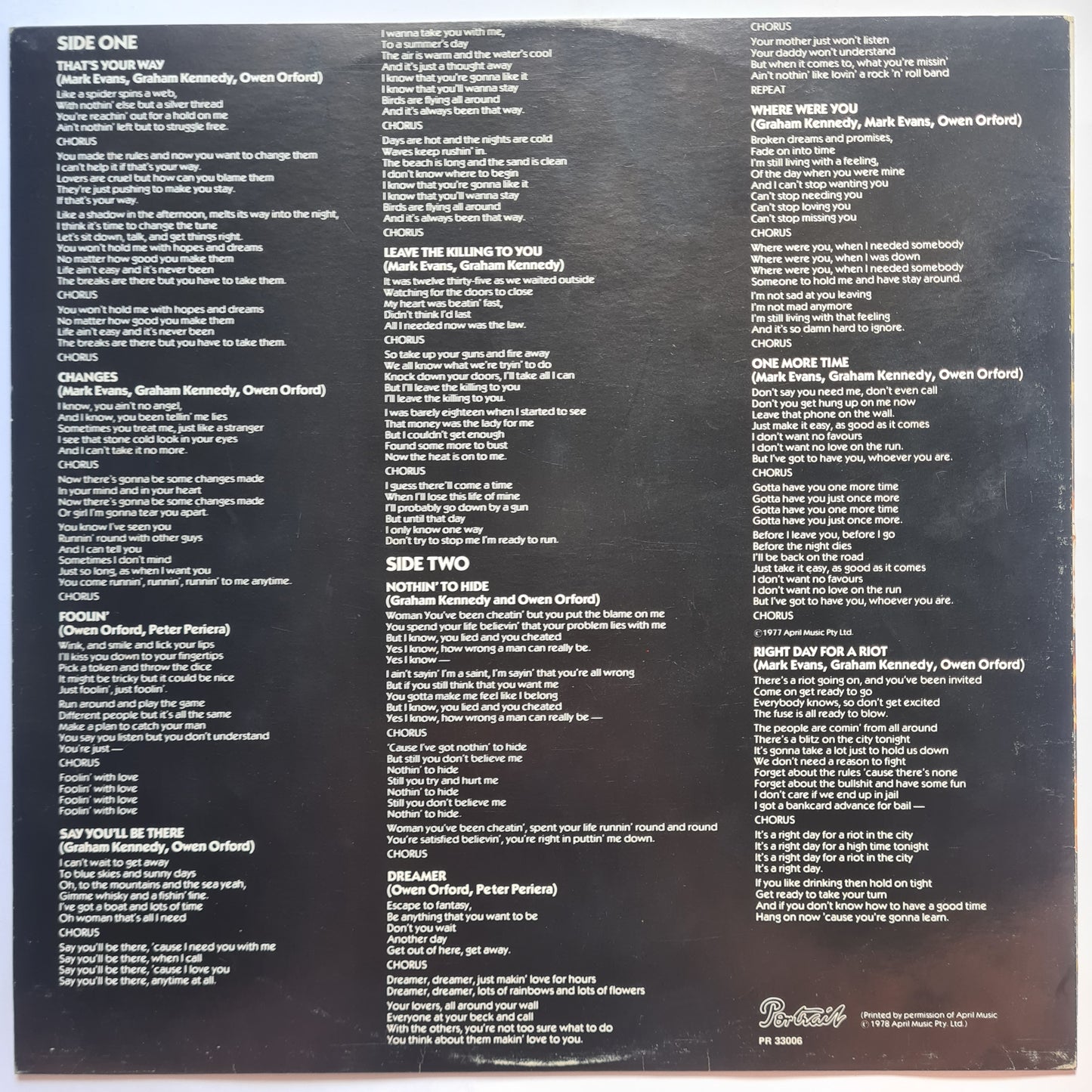 Finch – Nothing To Hide - 1978 (Oz Hard Rock Gem!) - Vinyl Record LP (AC/DC related) Mark Evans