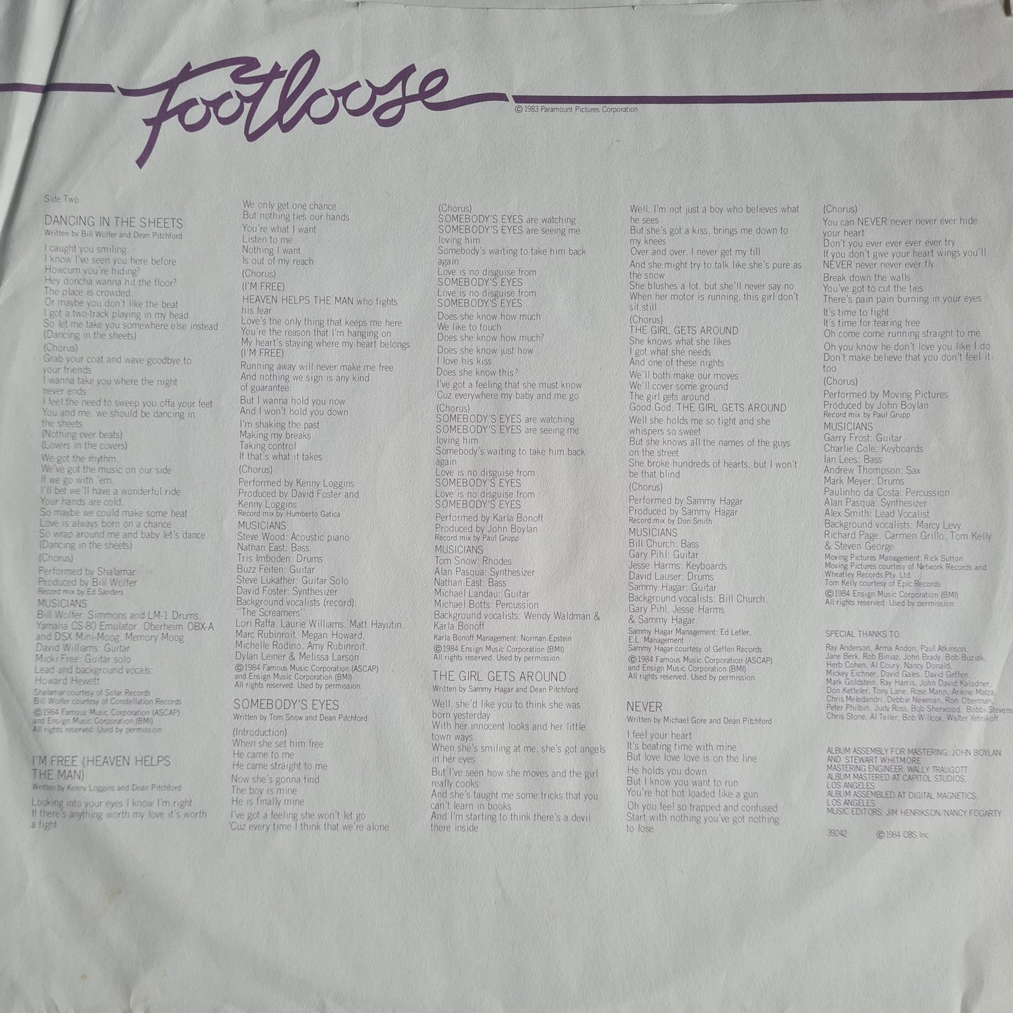 Footloose – Original Soundtrack From The Motion Picture - 1984 (USA Pressing) - Vinyl Record LP