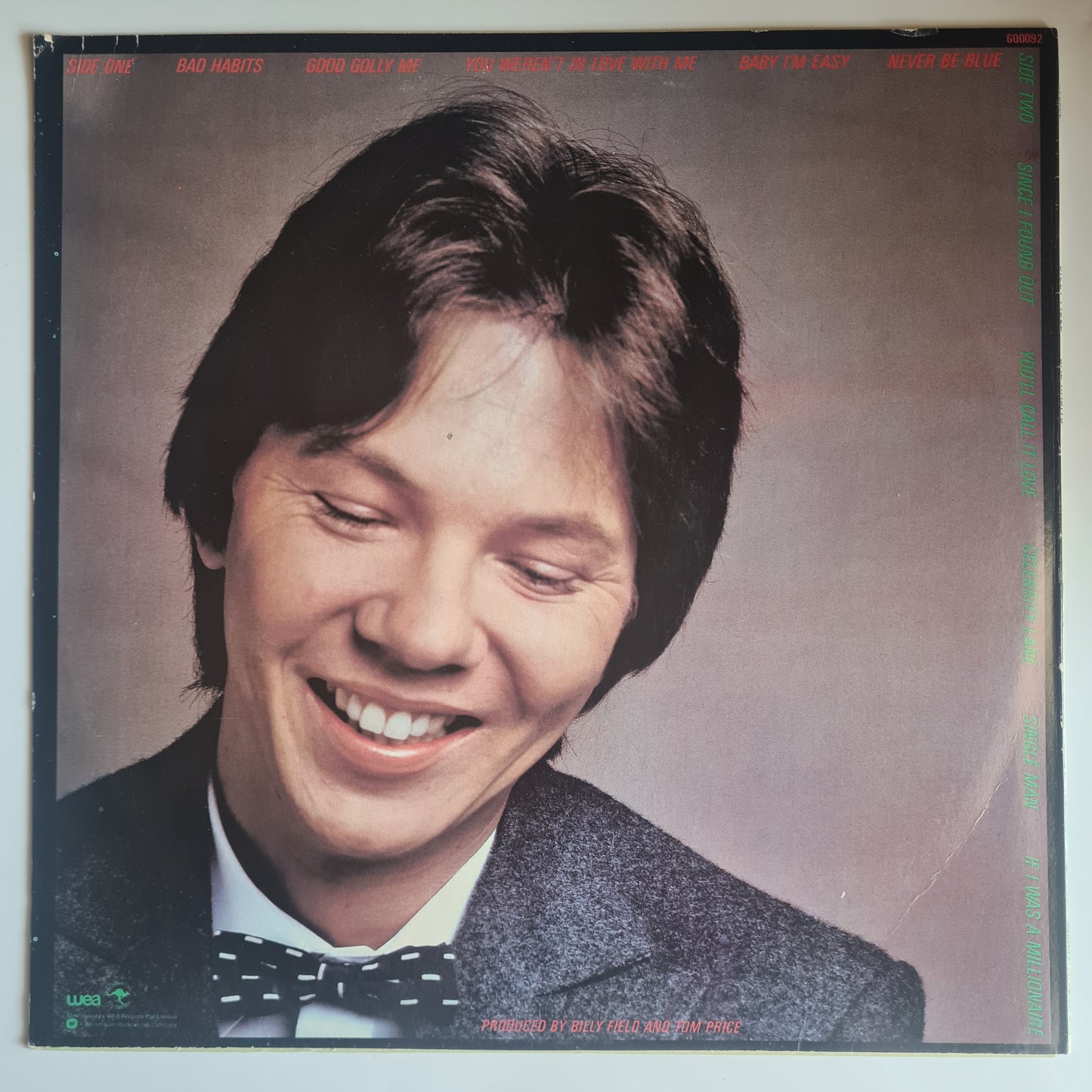 Billy Field - Bad Habits – 1981 - Vinyl Record LP (near mint)