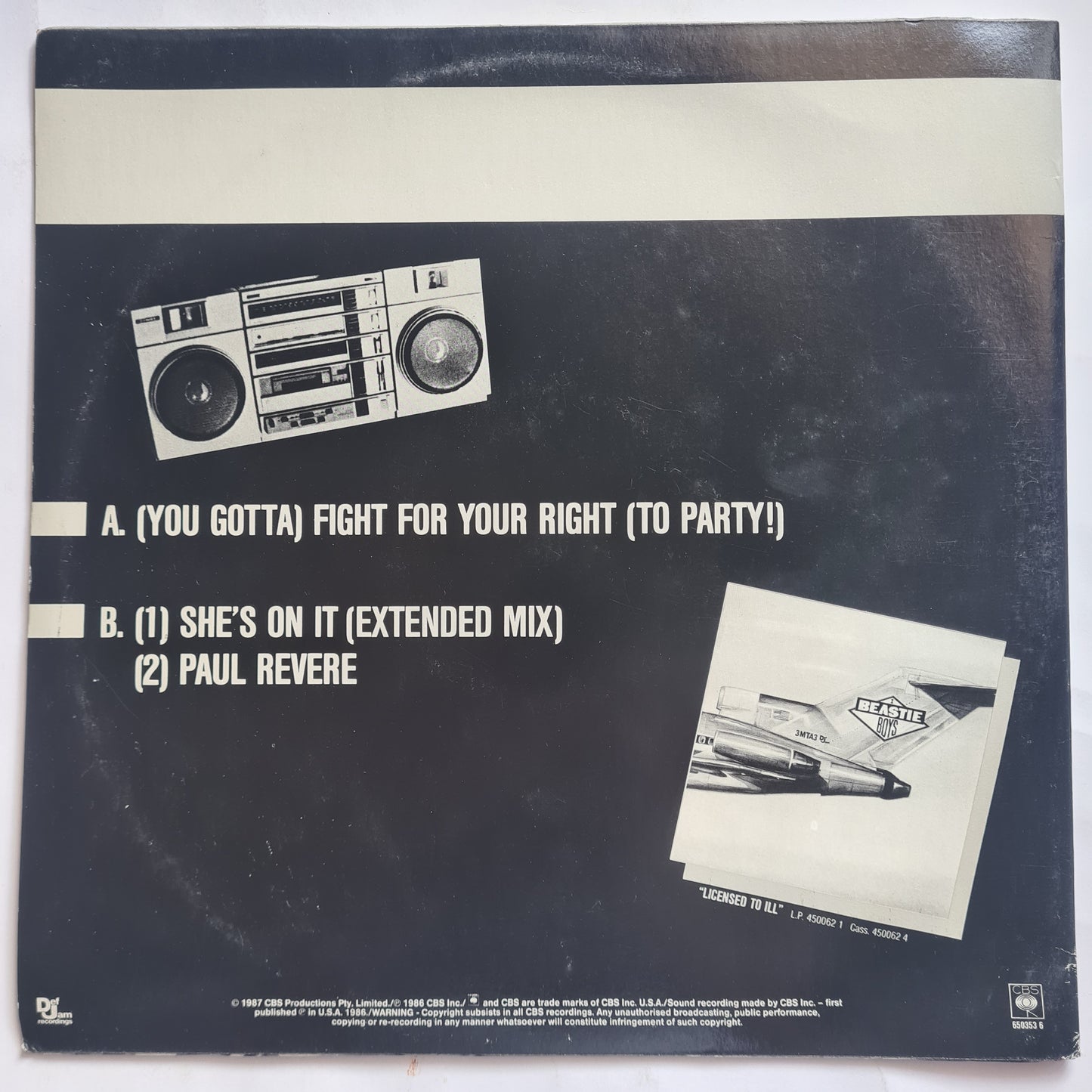 Beastie Boys – (You Gotta) Fight For Your Right (To Party!) - 1987 (12inch Single Australian Pressing) - Vinyl Record (NM)
