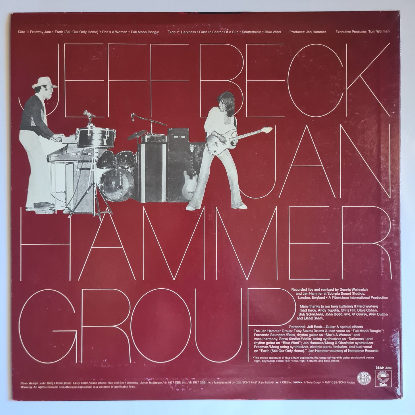 Jeff Beck With The Jan Hammer Group – Live - 1977 (Japanese Pressing) - Vinyl Record LP