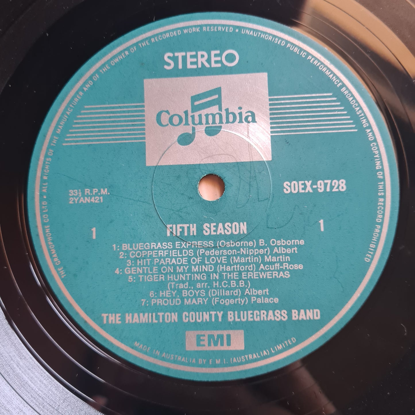 Hamilton County Bluegrass Band – Fifth Season - 1970 - Vinyl Record LP
