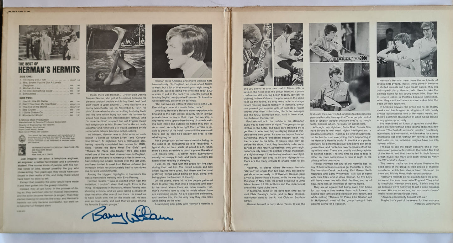 Herman's Hermits – The Best Of Herman's Hermits *SIGNED by: Barry Whitwam* - 1965 - Vinyl Record LP