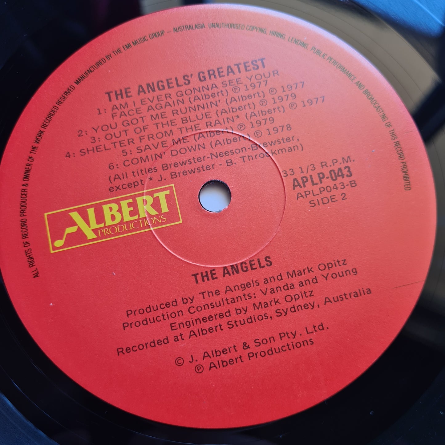 The Angels – The Angels Greatest - 1980 (1987 Red Label- Near Mint looks unplayed) - Vinyl Record LP