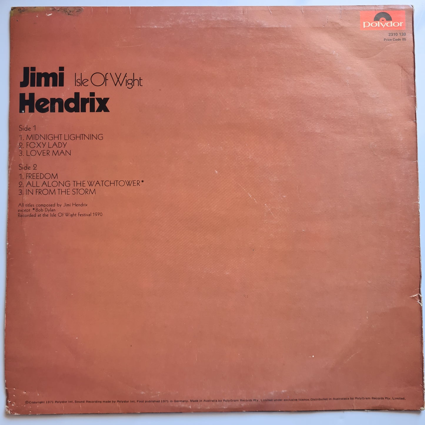 Jimi Hendrix – Isle Of Wight - 1971 (1980 Australian Pressing) - Vinyl Record LP