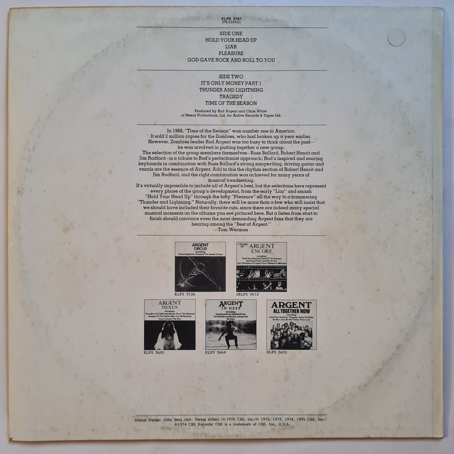Argent – The Argent Anthology: A Collection Of Greatest Hits - 1976 - Vinyl Record LP