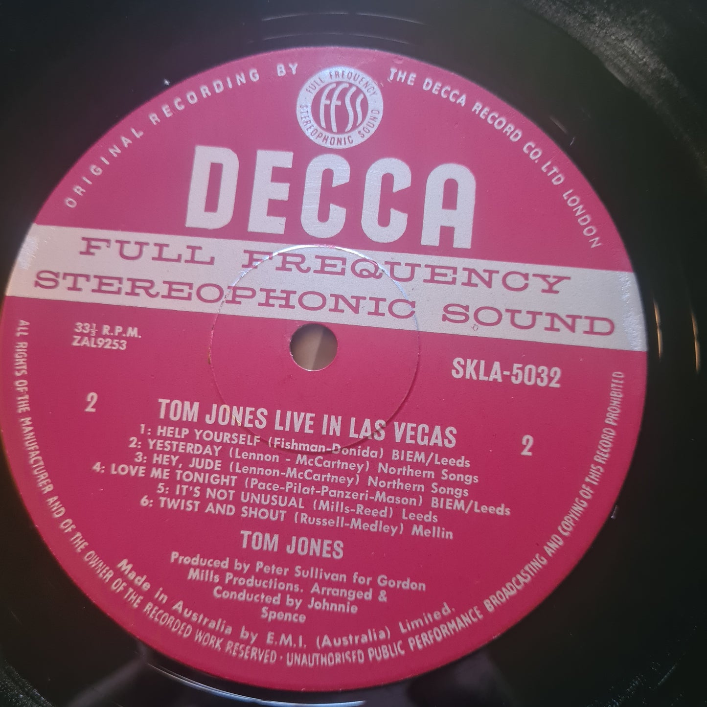 Tom Jones –  Live In Las Vegas - 1969 - Vinyl Record LP