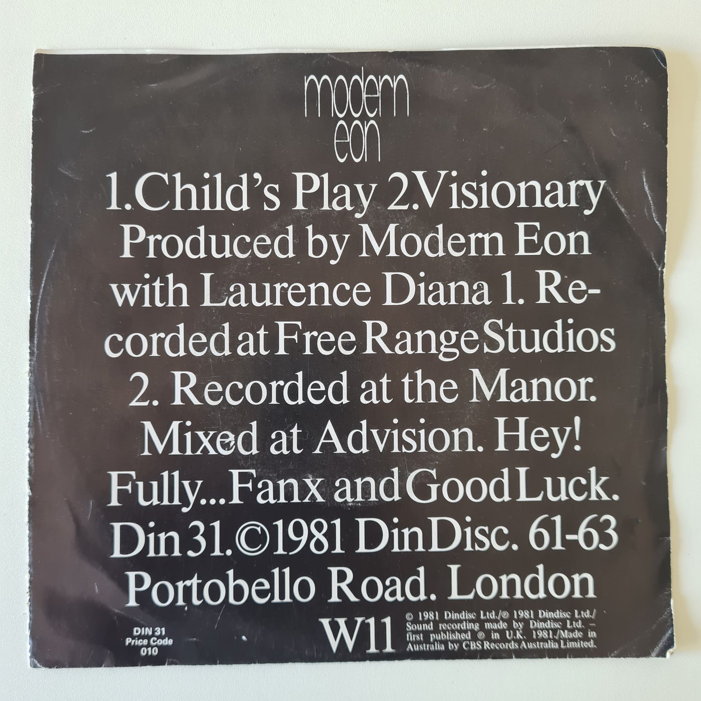 Modern Eon – Child's Play - 1983 - Vinyl Record 7" Single 45