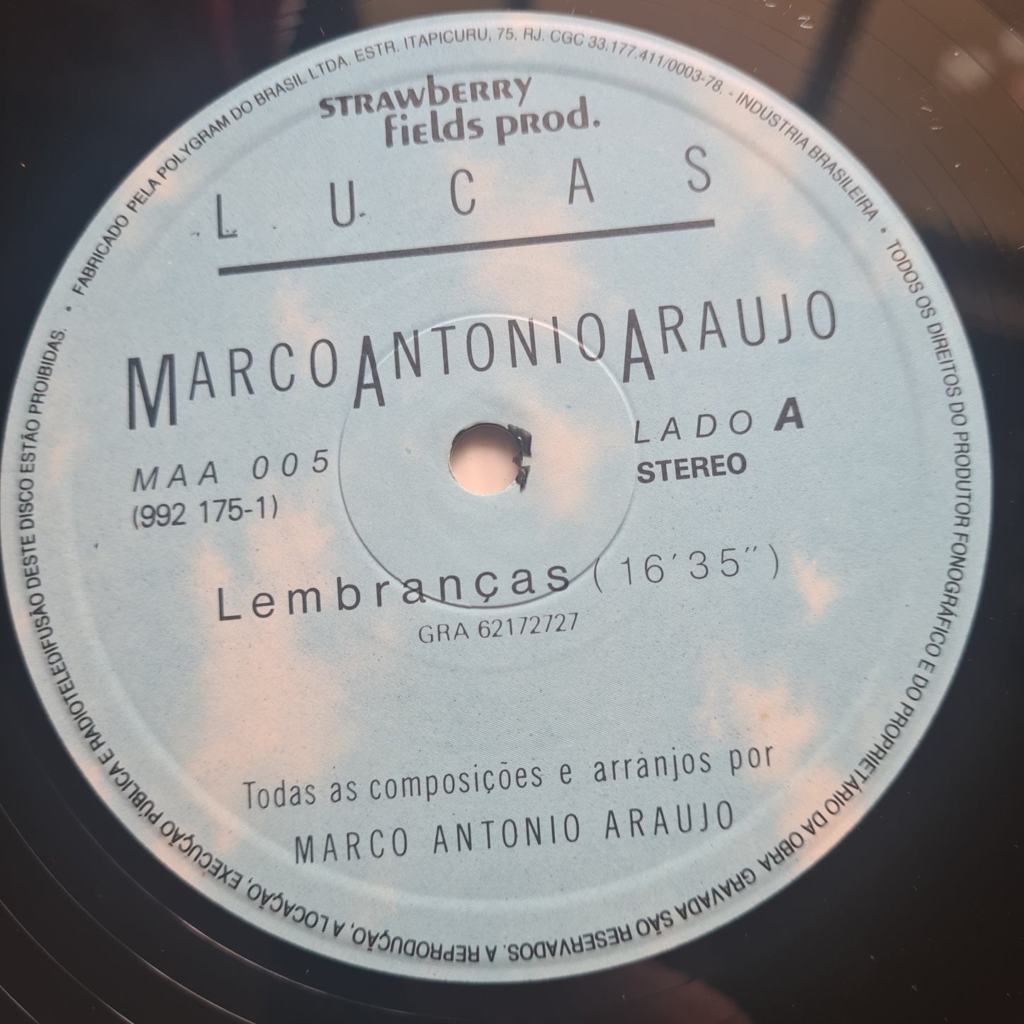 Marco Antonio Araujo – Lucas - 1984 - Vinyl Record LP 🇧🇷
