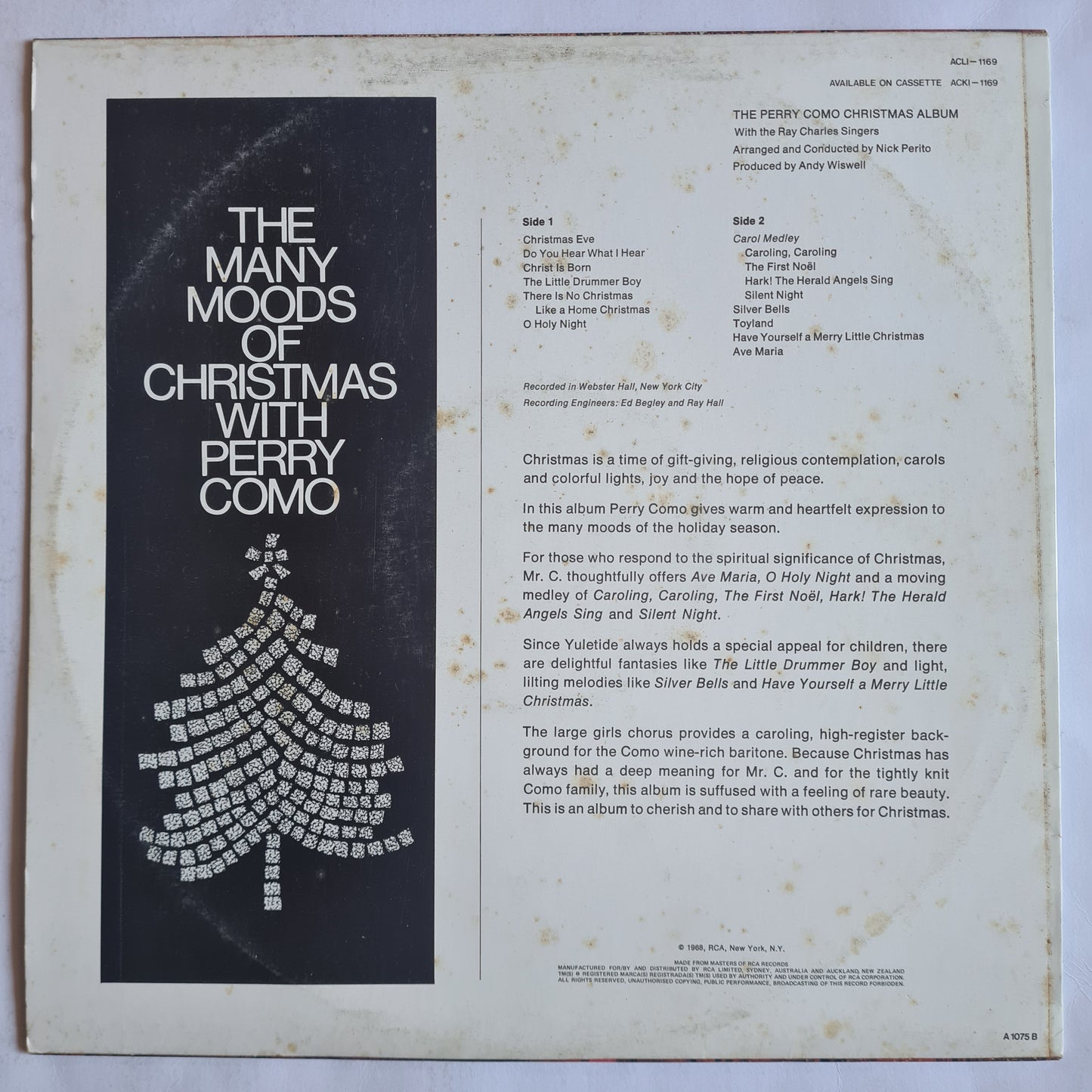 Perry Como – The Perry Como Christmas Album- 1968 (1976 Australian Pressing) - Vinyl Record LP